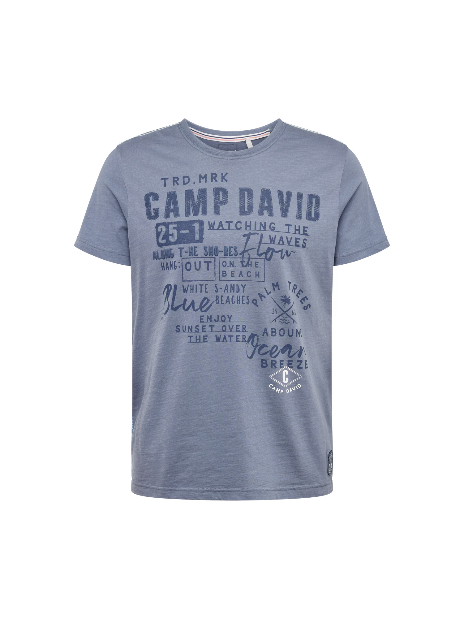 CAMP DAVID Tricou albastru porumbel / albastru închis / alb - Pled.ro