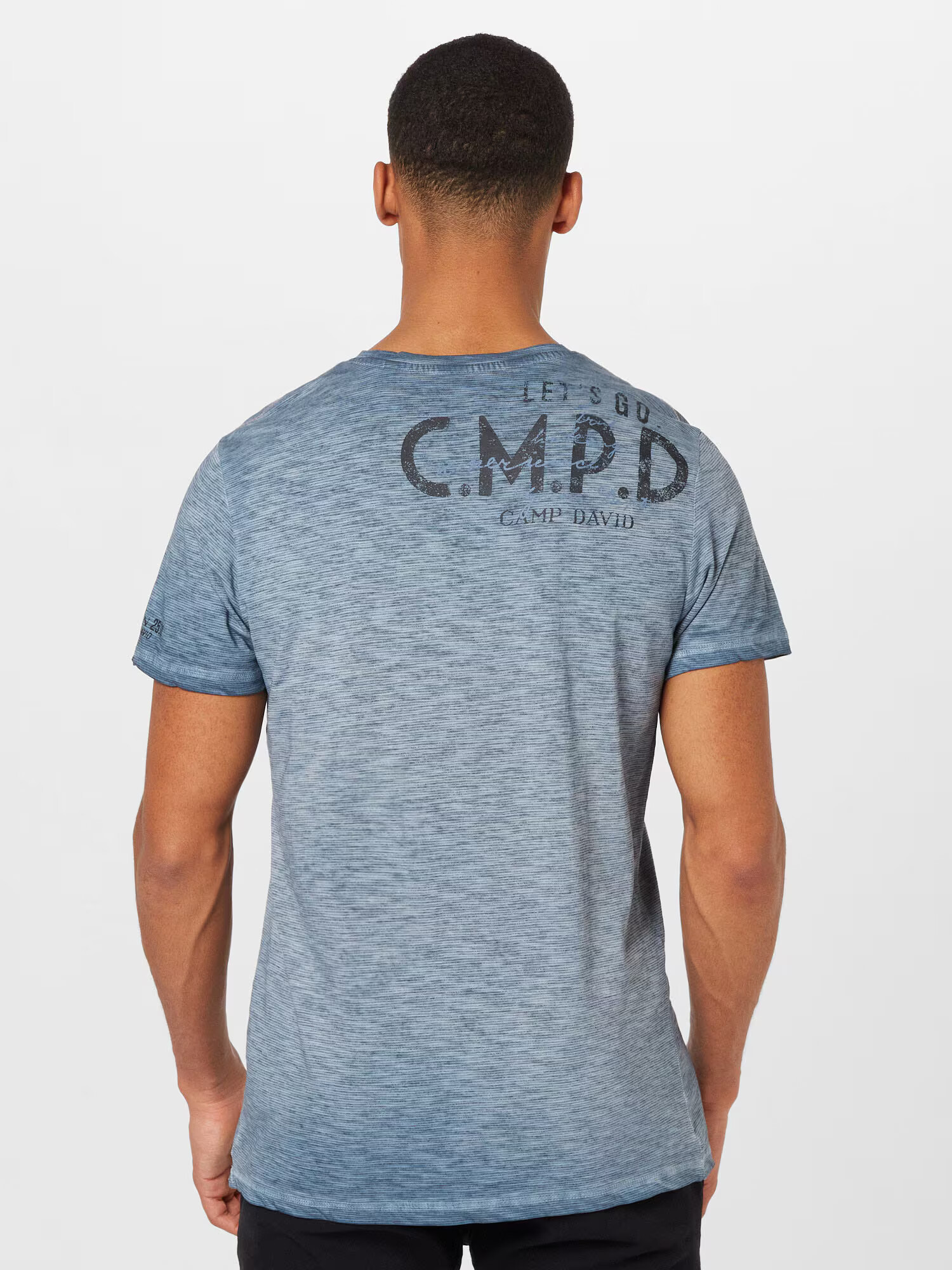 CAMP DAVID Tricou albastru porumbel / negru - Pled.ro