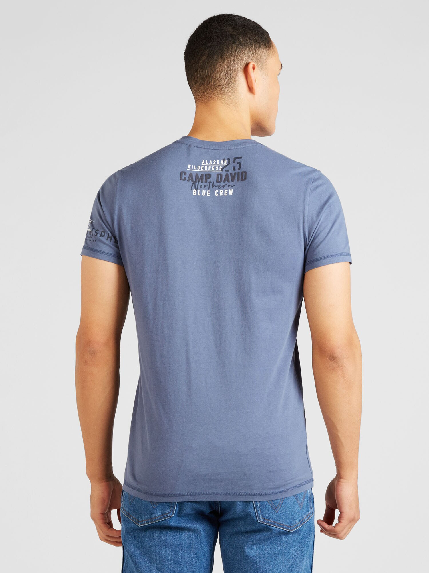 CAMP DAVID Tricou albastru porumbel / negru / alb - Pled.ro