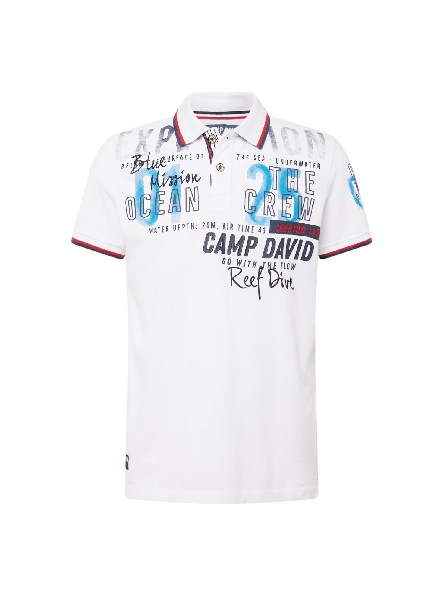 CAMP DAVID Tricou albastru / roșu / negru / alb - Pled.ro