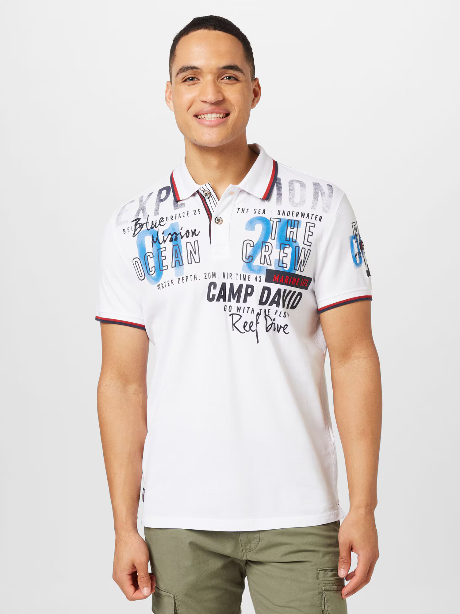 CAMP DAVID Tricou albastru / roșu / negru / alb - Pled.ro