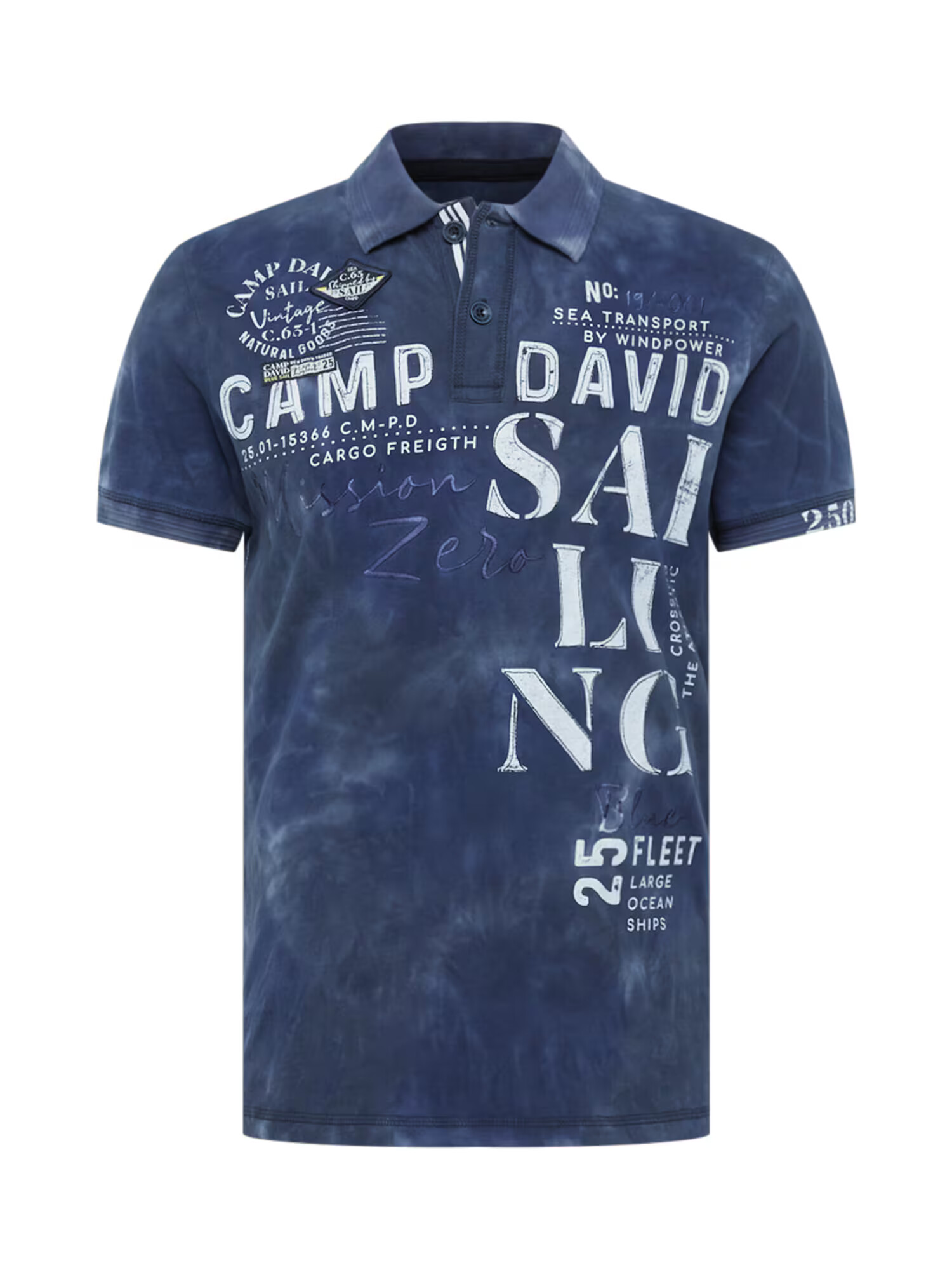 CAMP DAVID Tricou 'Batik' albastru închis / alb - Pled.ro