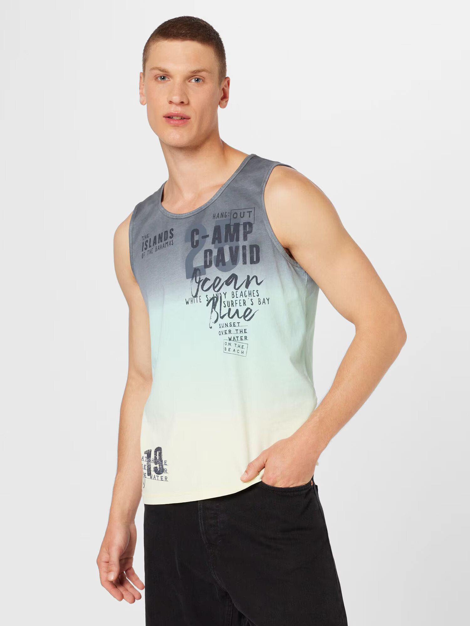 CAMP DAVID Tricou bej / albastru marin / gri închis / verde mentă - Pled.ro