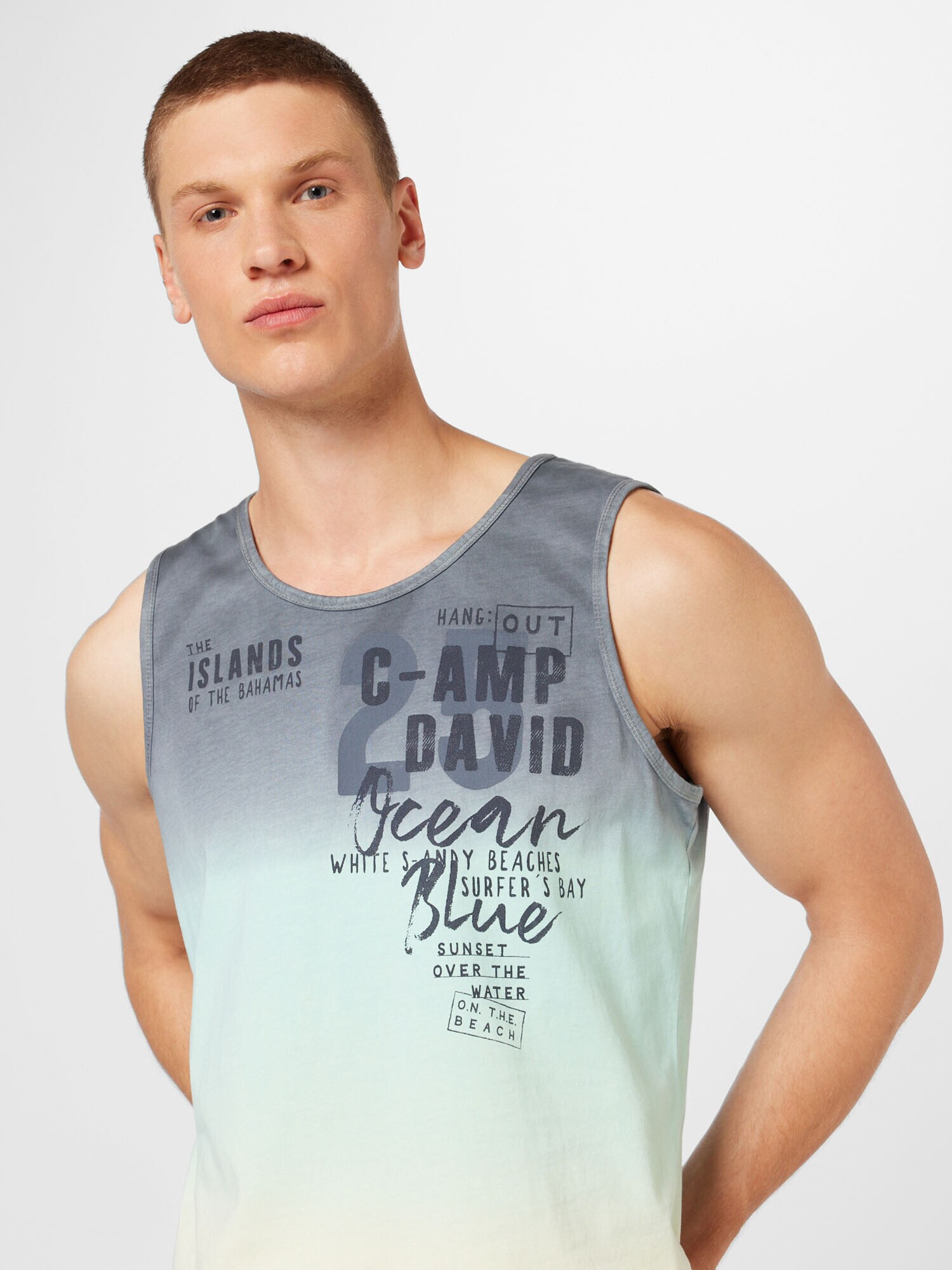 CAMP DAVID Tricou bej / albastru marin / gri închis / verde mentă - Pled.ro