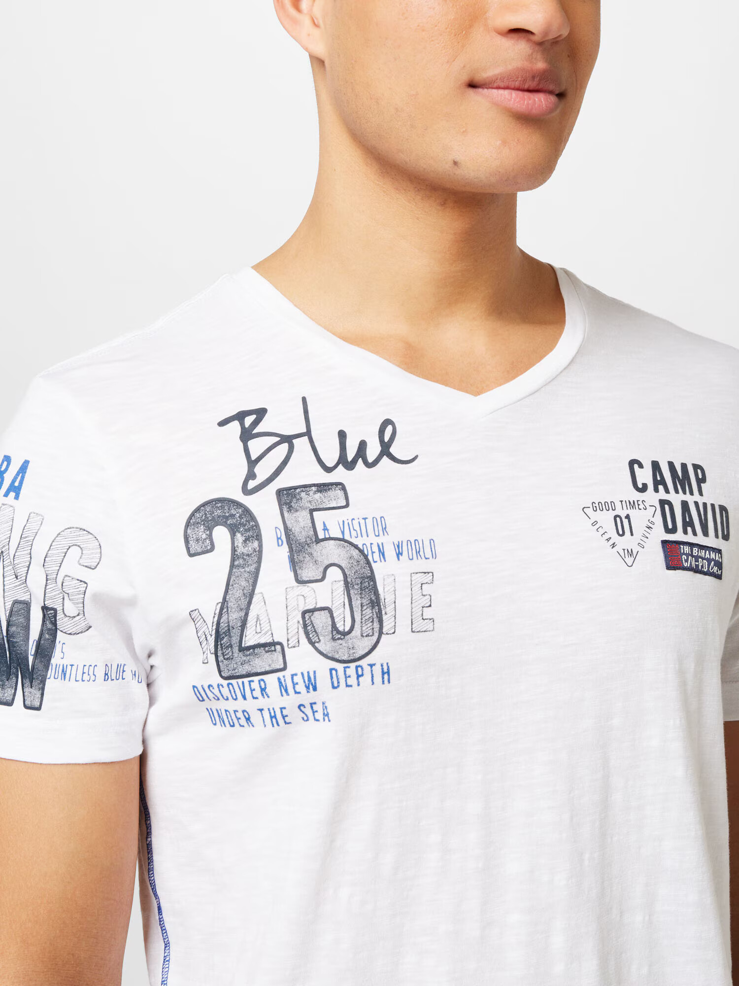 CAMP DAVID Tricou bleumarin / alb - Pled.ro