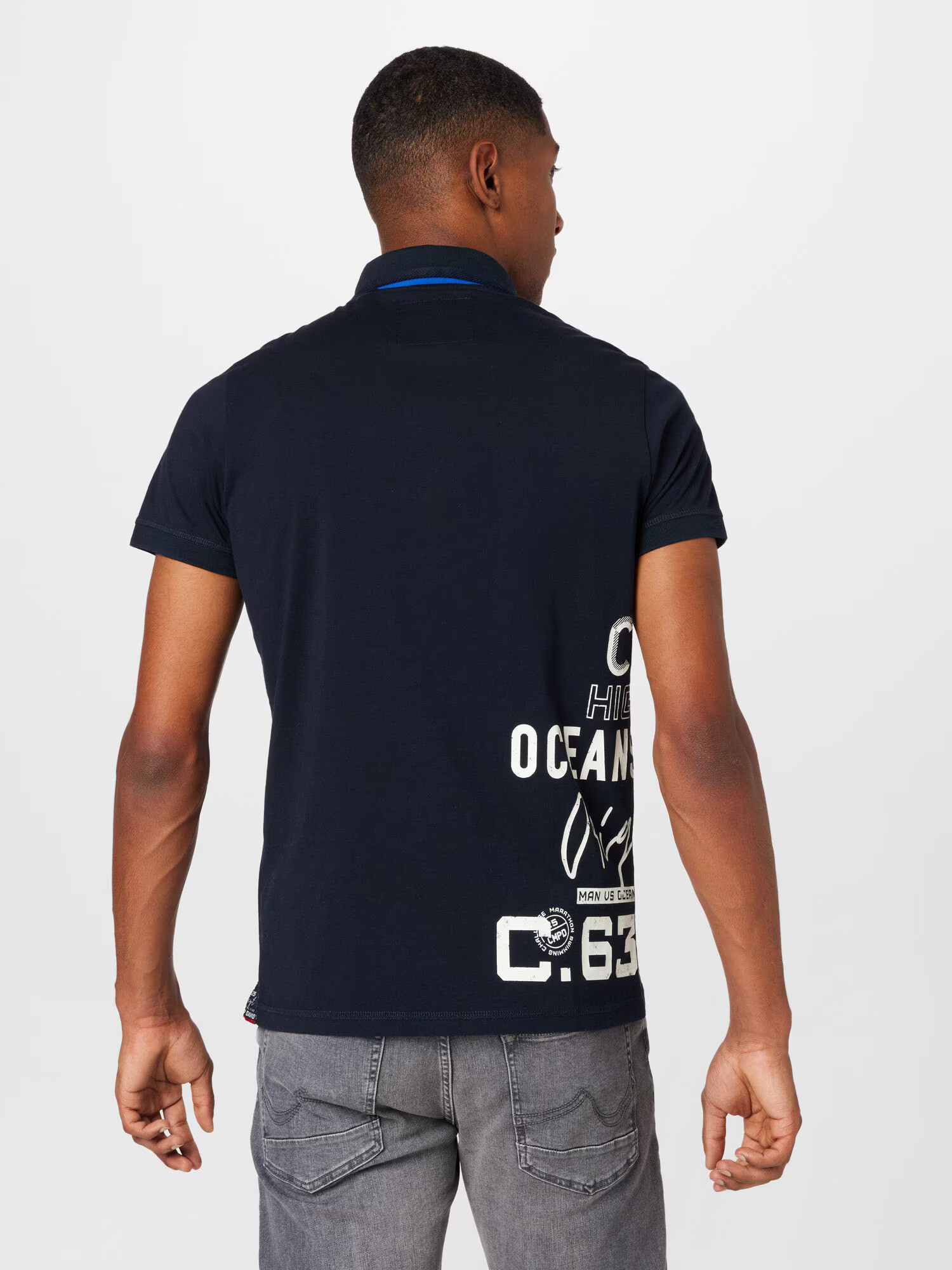 CAMP DAVID Tricou bleumarin / alb murdar - Pled.ro