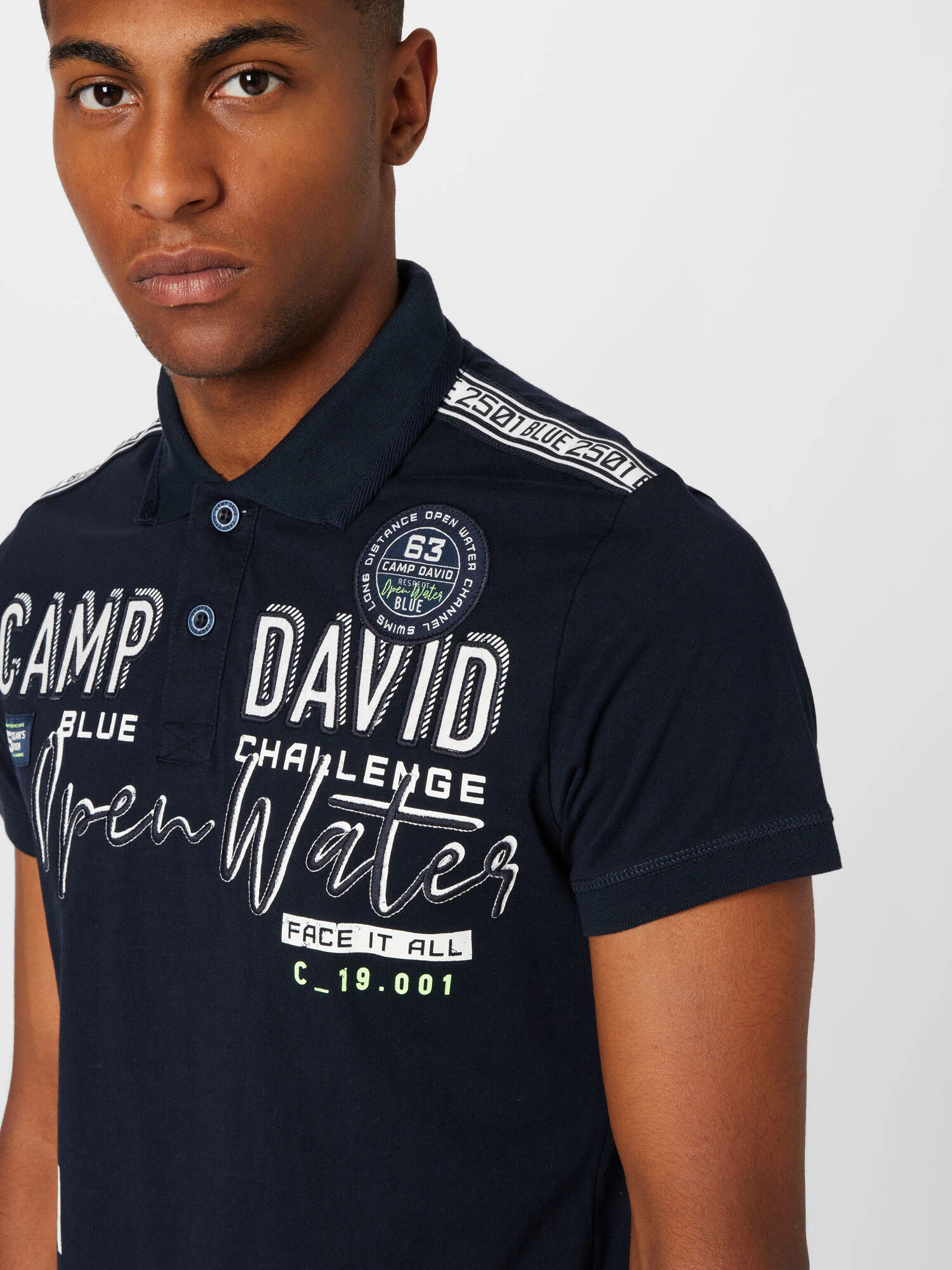 CAMP DAVID Tricou bleumarin / alb murdar - Pled.ro