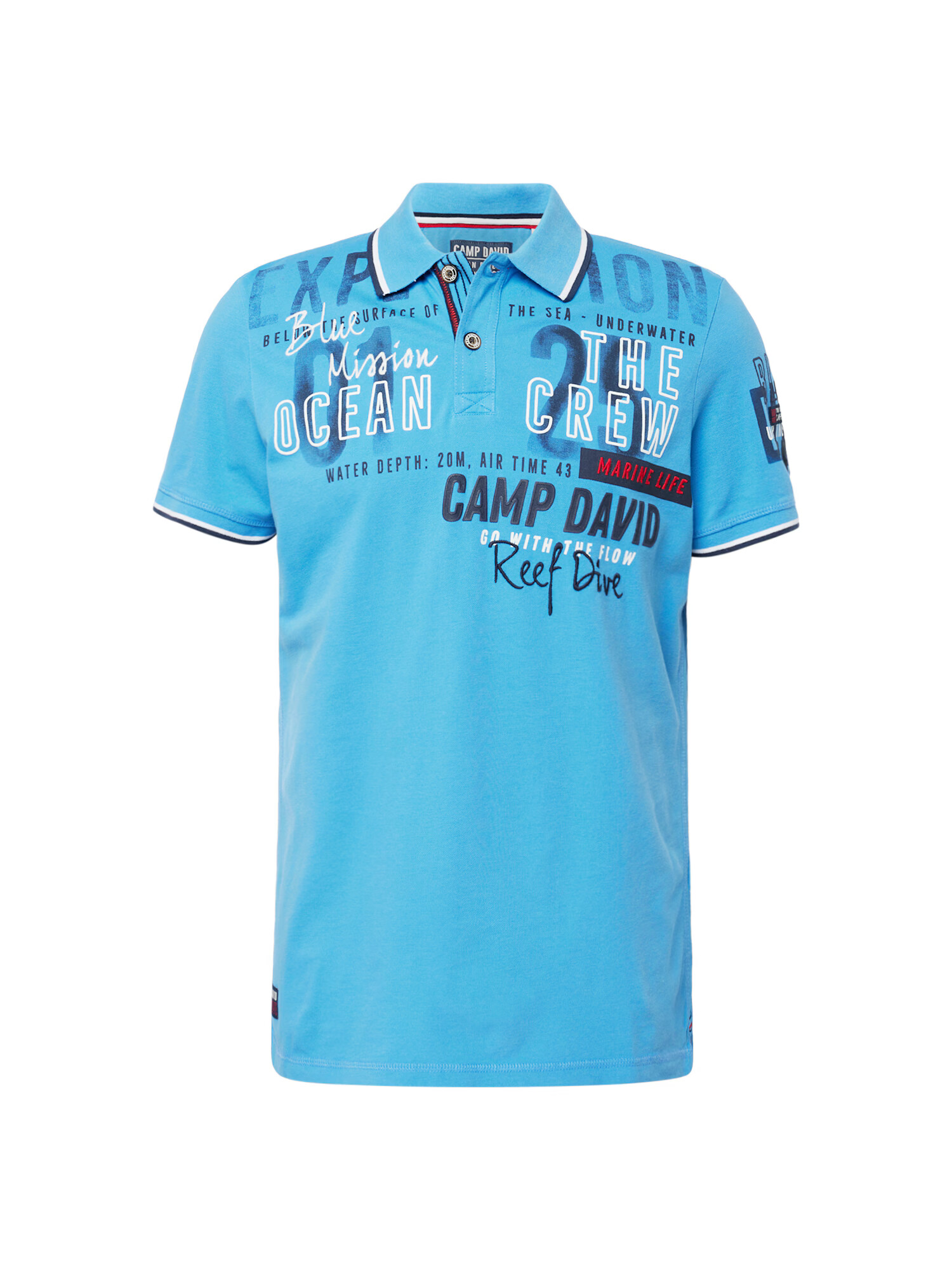 CAMP DAVID Tricou bleumarin / albastru aqua / roșu / alb - Pled.ro