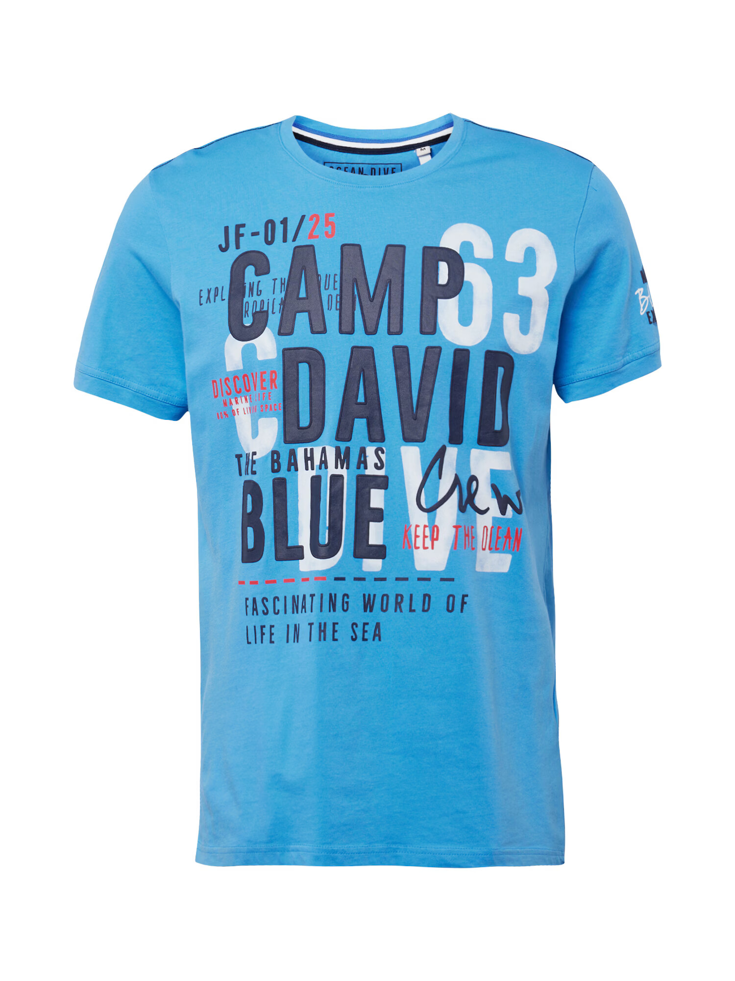 CAMP DAVID Tricou bleumarin / azur / roșu orange / alb murdar - Pled.ro