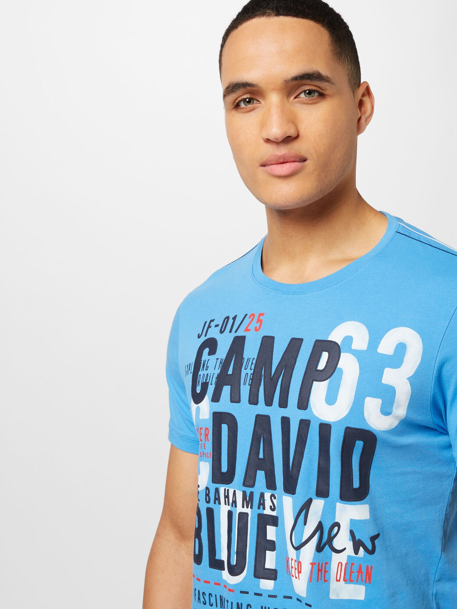 CAMP DAVID Tricou bleumarin / azur / roșu orange / alb murdar - Pled.ro