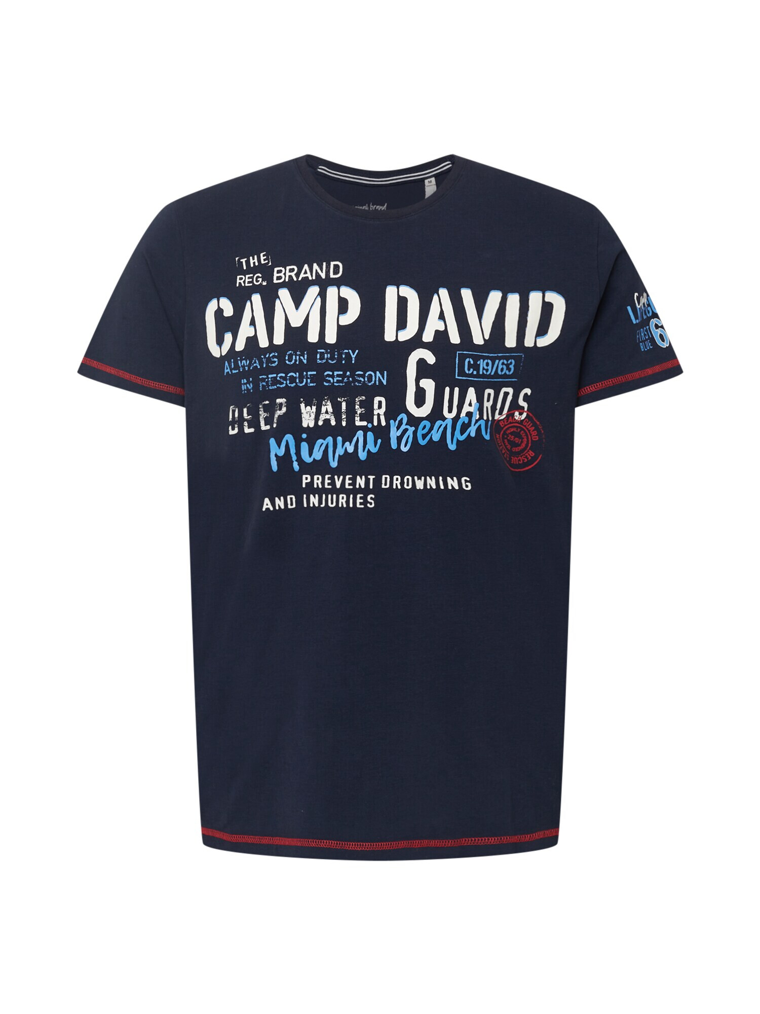 CAMP DAVID Tricou bleumarin / albastru deschis / roșu / alb - Pled.ro