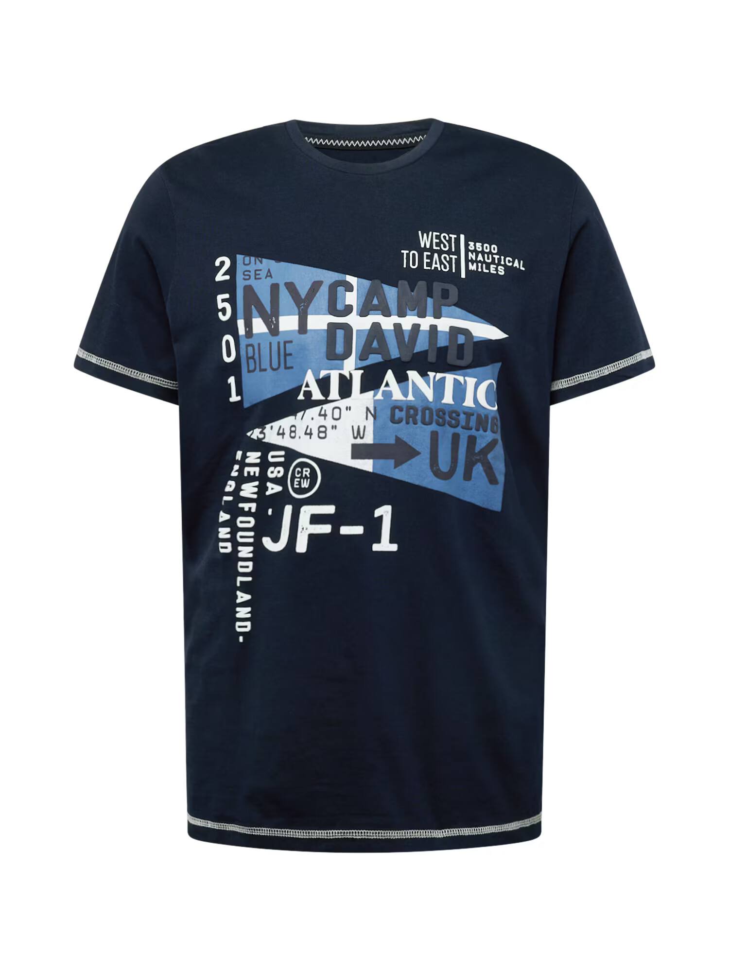 CAMP DAVID Tricou bleumarin / albastru porumbel / alb - Pled.ro