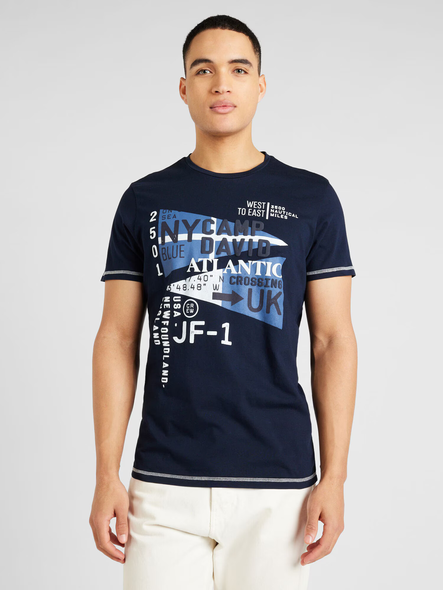 CAMP DAVID Tricou bleumarin / albastru porumbel / alb - Pled.ro