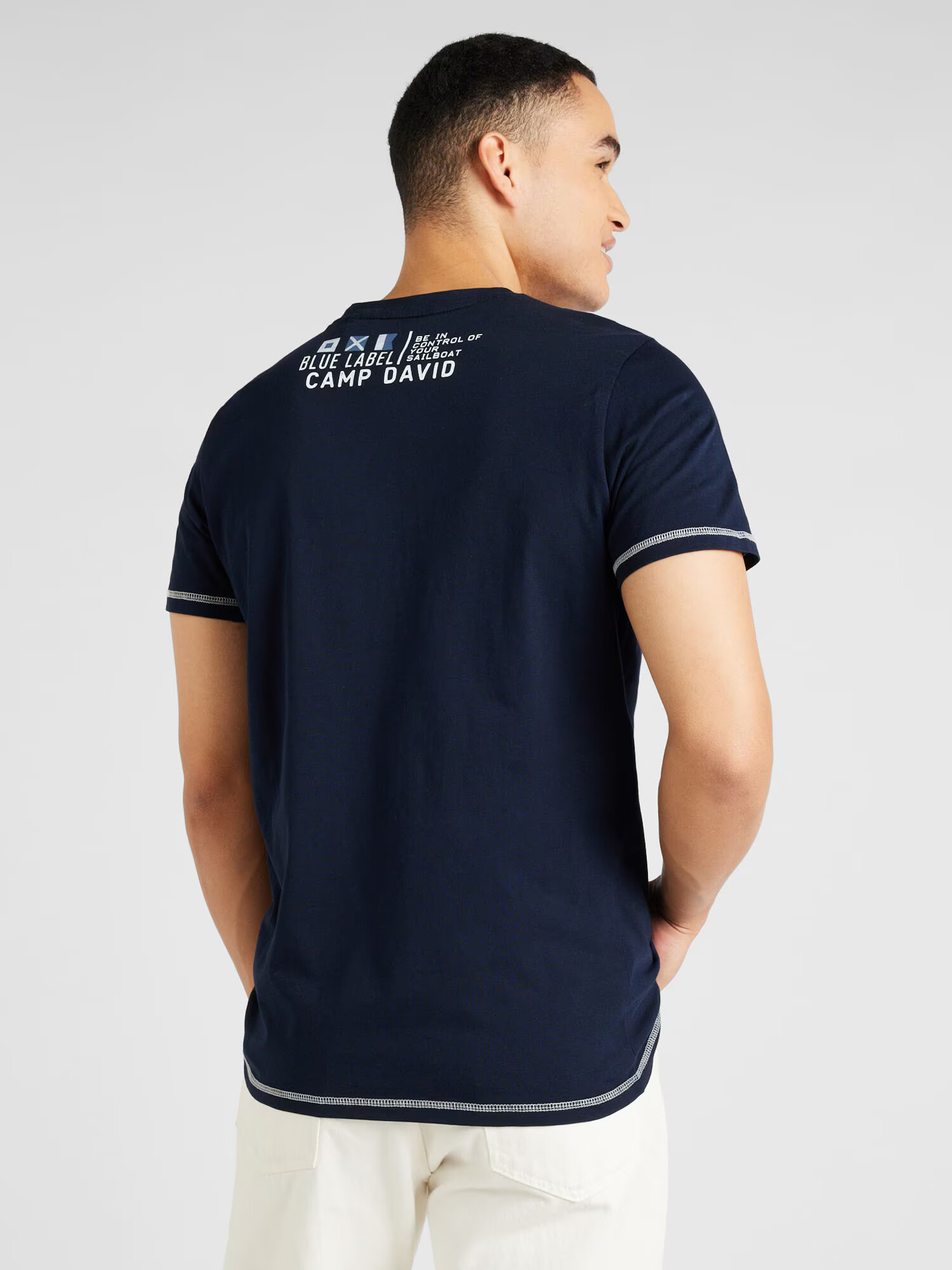 CAMP DAVID Tricou bleumarin / albastru porumbel / alb - Pled.ro