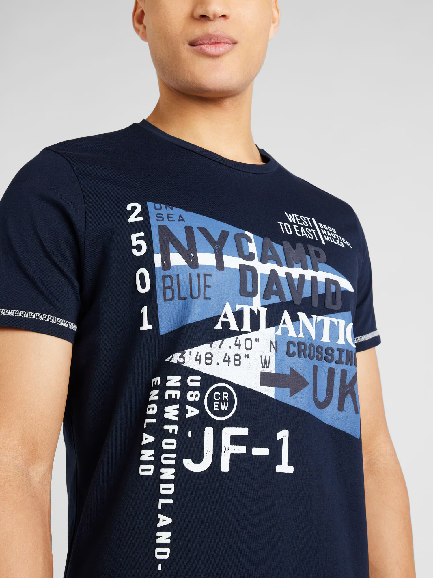 CAMP DAVID Tricou bleumarin / albastru porumbel / alb - Pled.ro