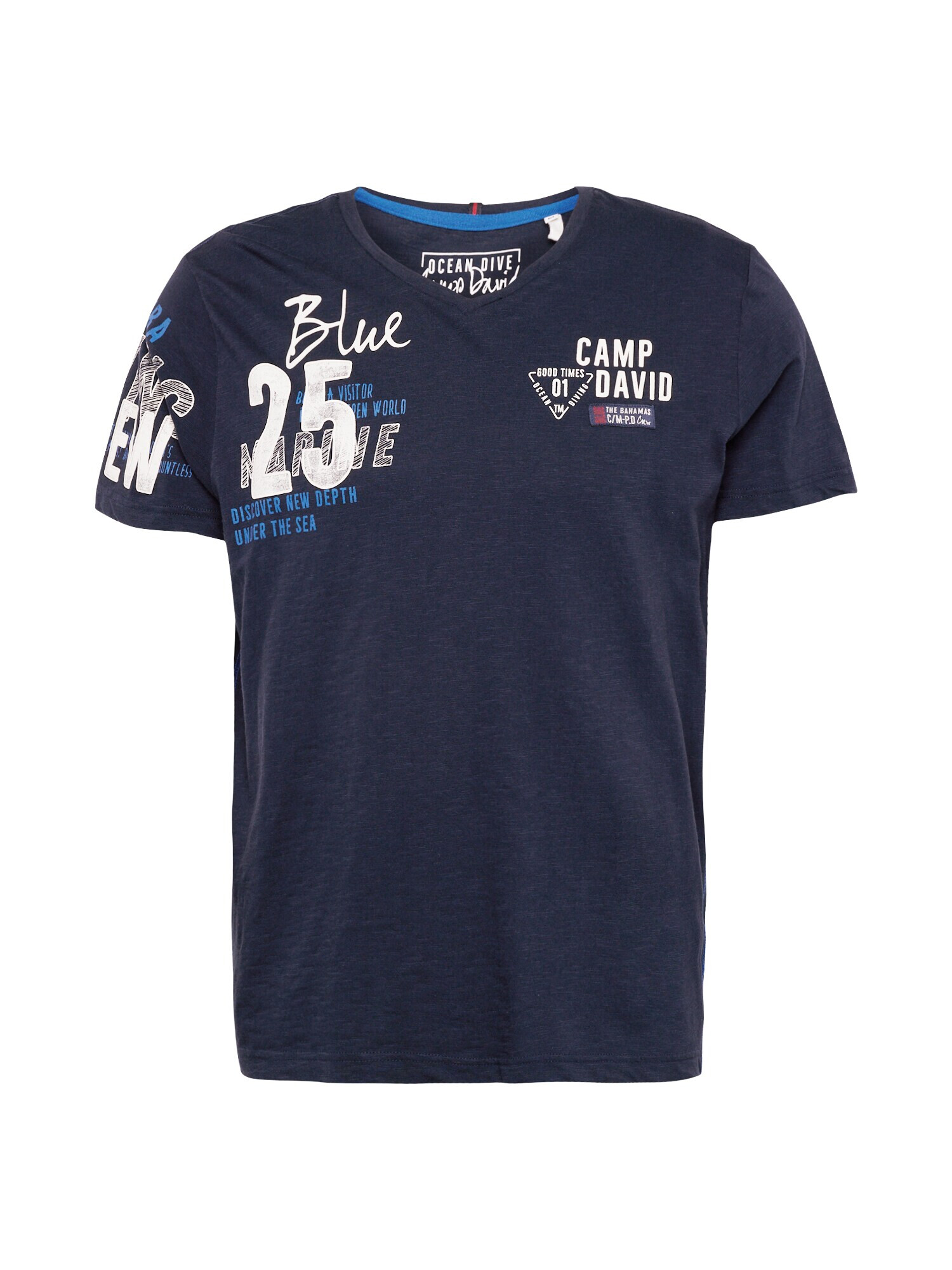 CAMP DAVID Tricou bleumarin / albastru regal / gri / alb - Pled.ro