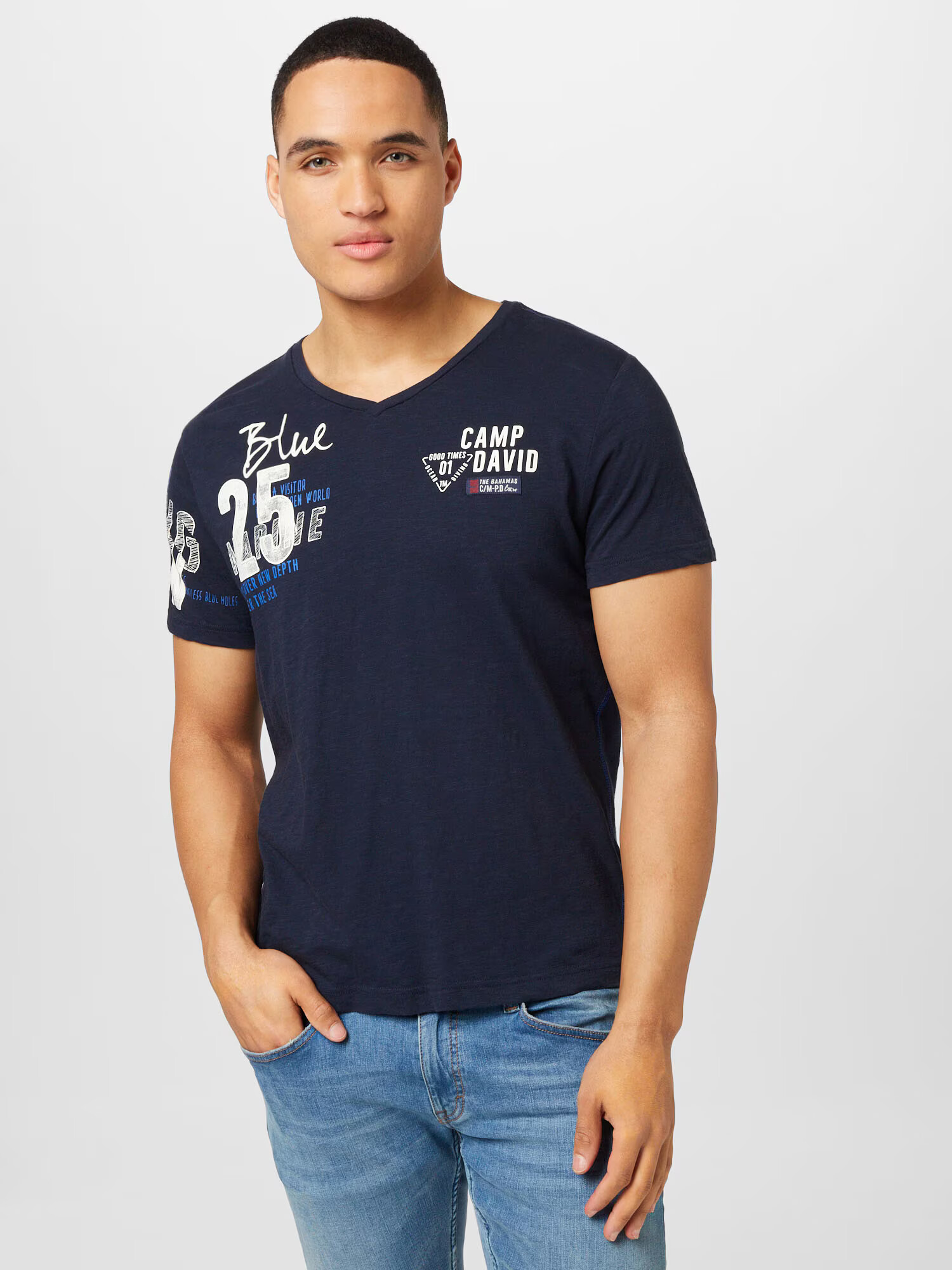 CAMP DAVID Tricou bleumarin / albastru regal / gri / alb - Pled.ro