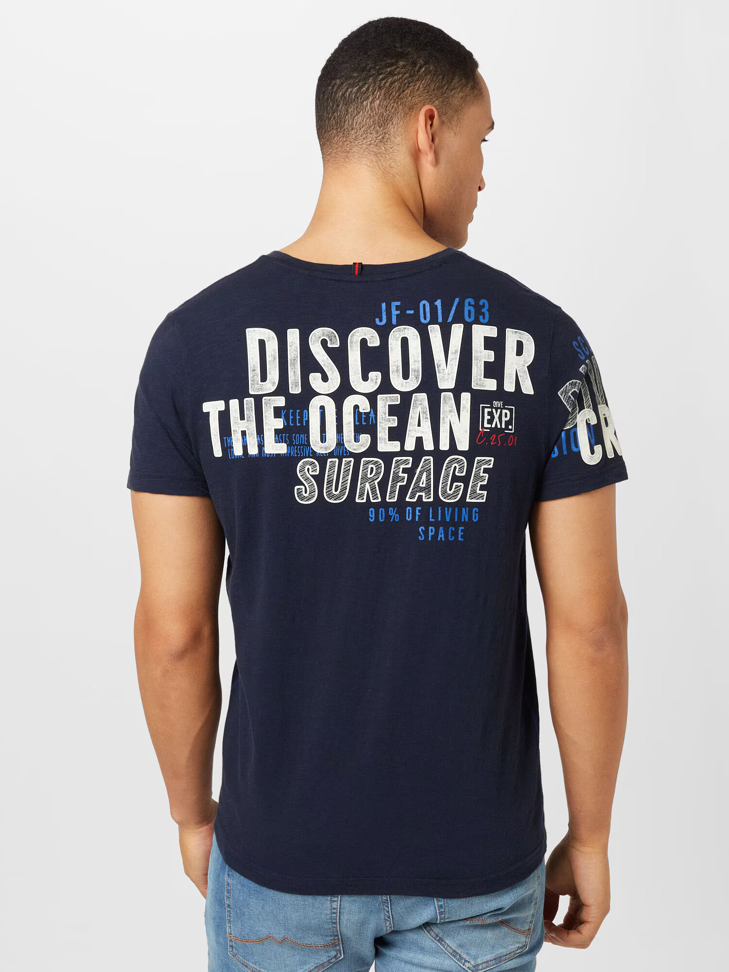 CAMP DAVID Tricou bleumarin / albastru regal / gri / alb - Pled.ro