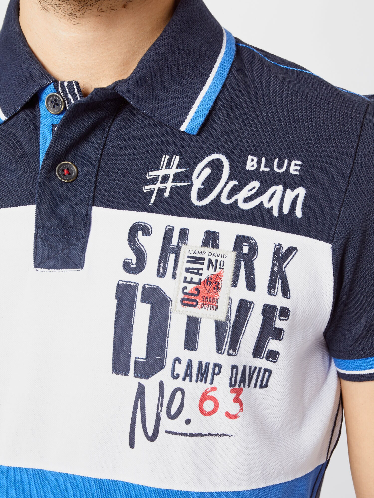 CAMP DAVID Tricou bleumarin / azur / roșu deschis / alb - Pled.ro