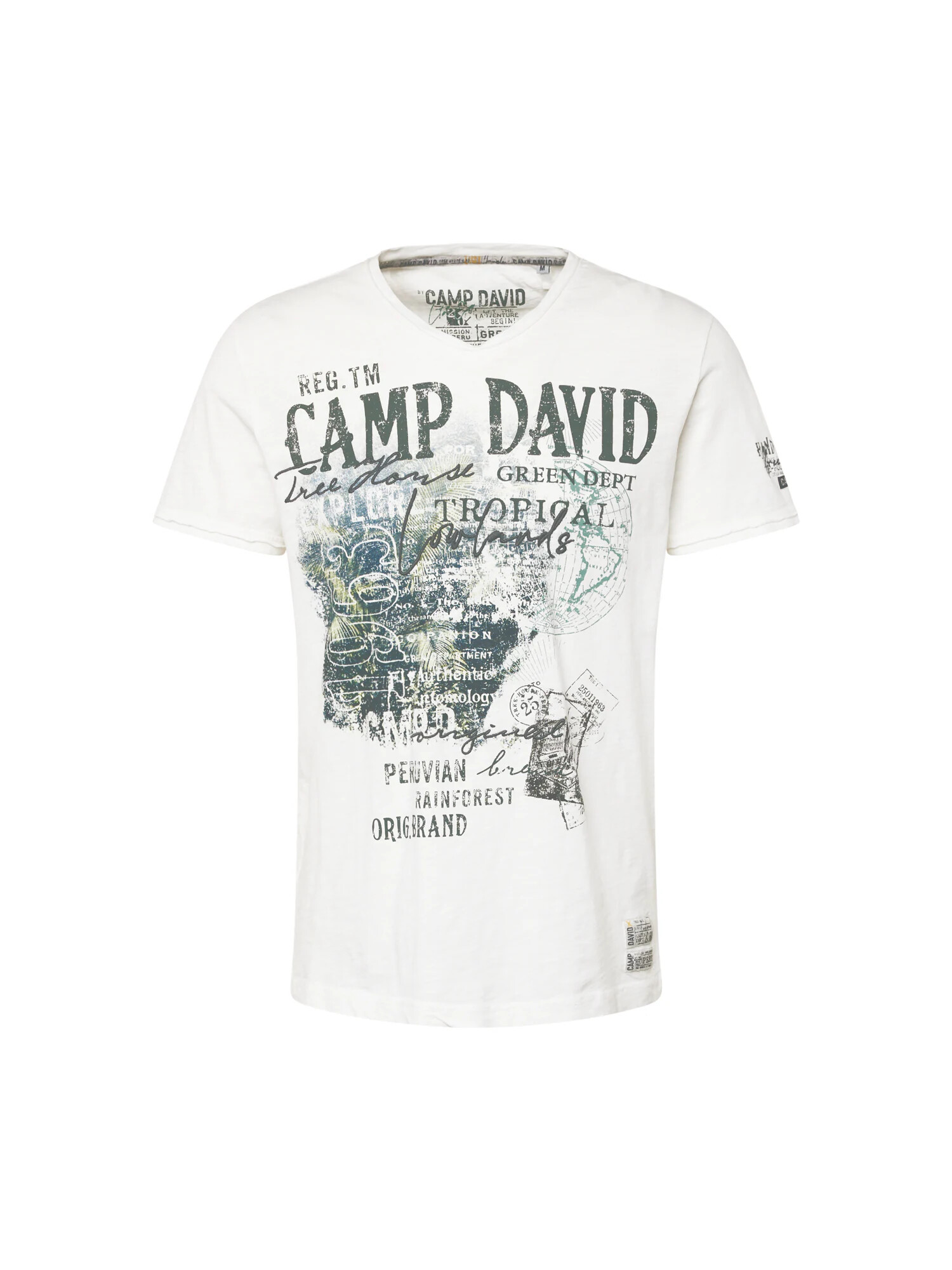 CAMP DAVID Tricou bleumarin / gri metalic / verde mentă / alb lână - Pled.ro