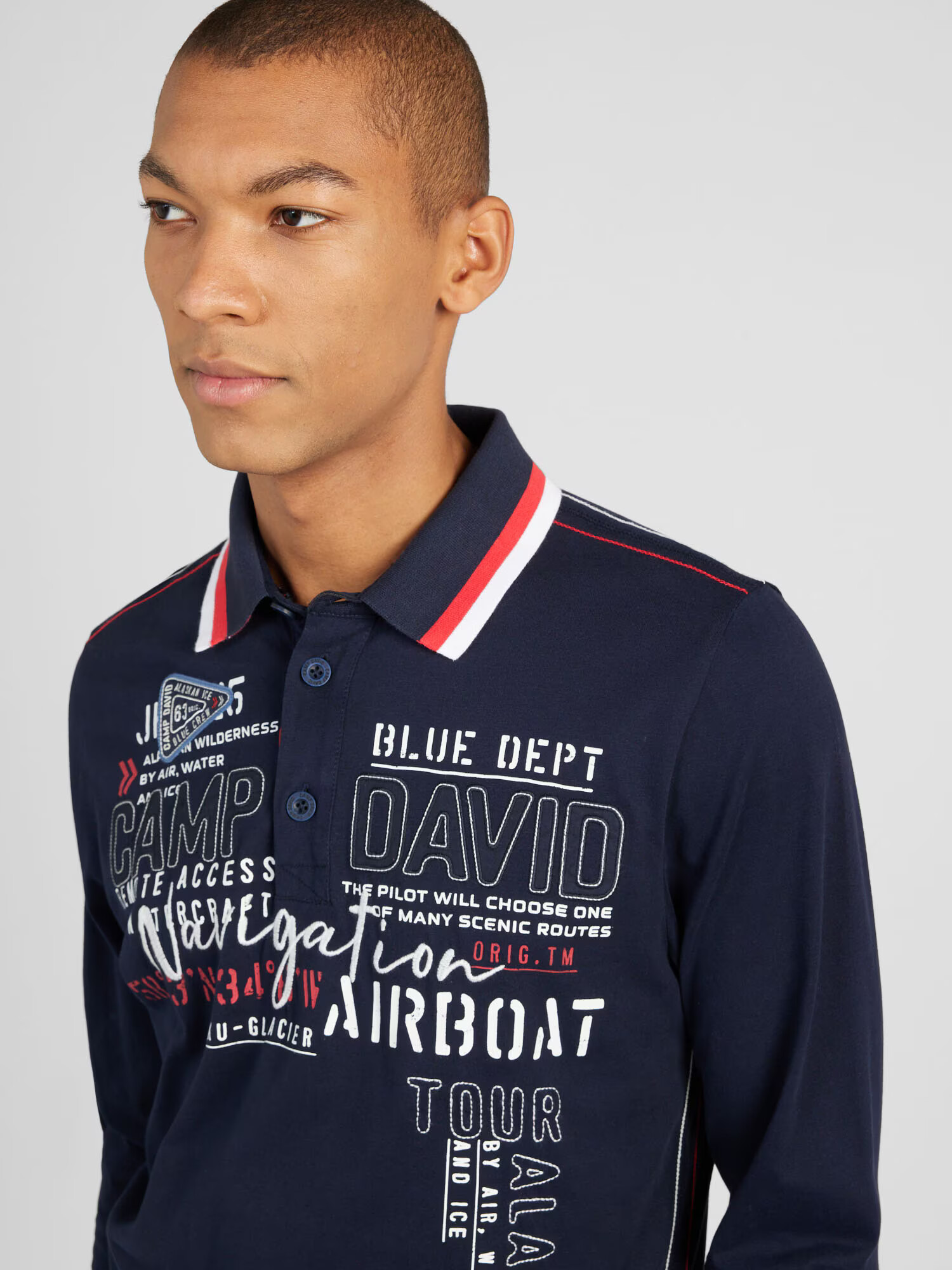 CAMP DAVID Tricou bleumarin / roșu / alb - Pled.ro