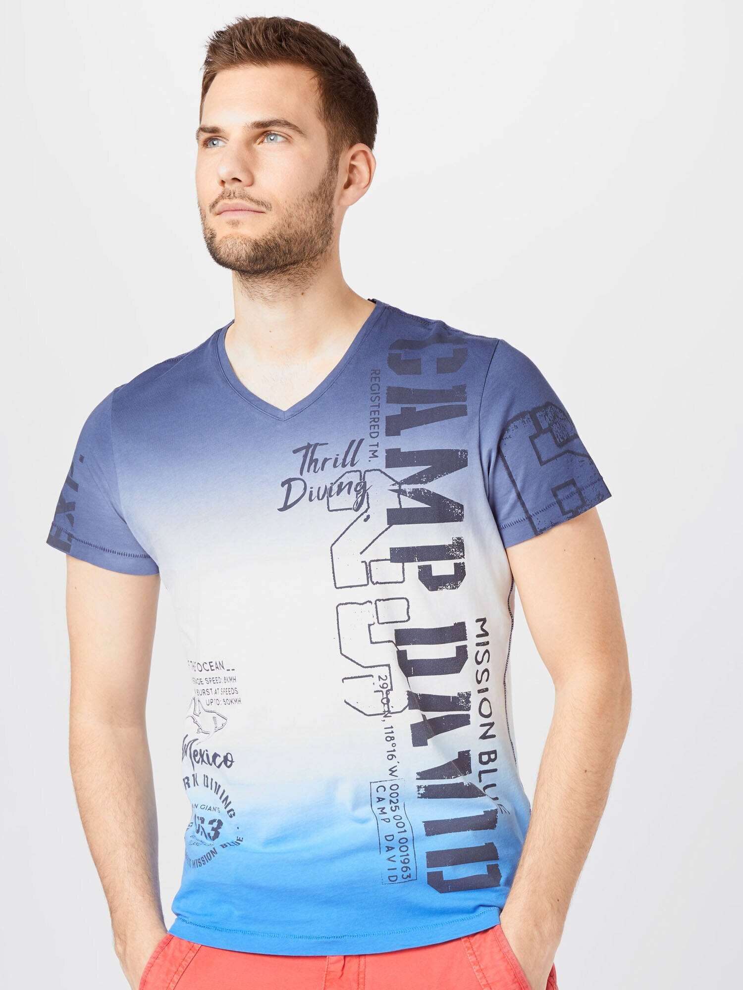 CAMP DAVID Tricou bleumarin / turcoaz / alb - Pled.ro