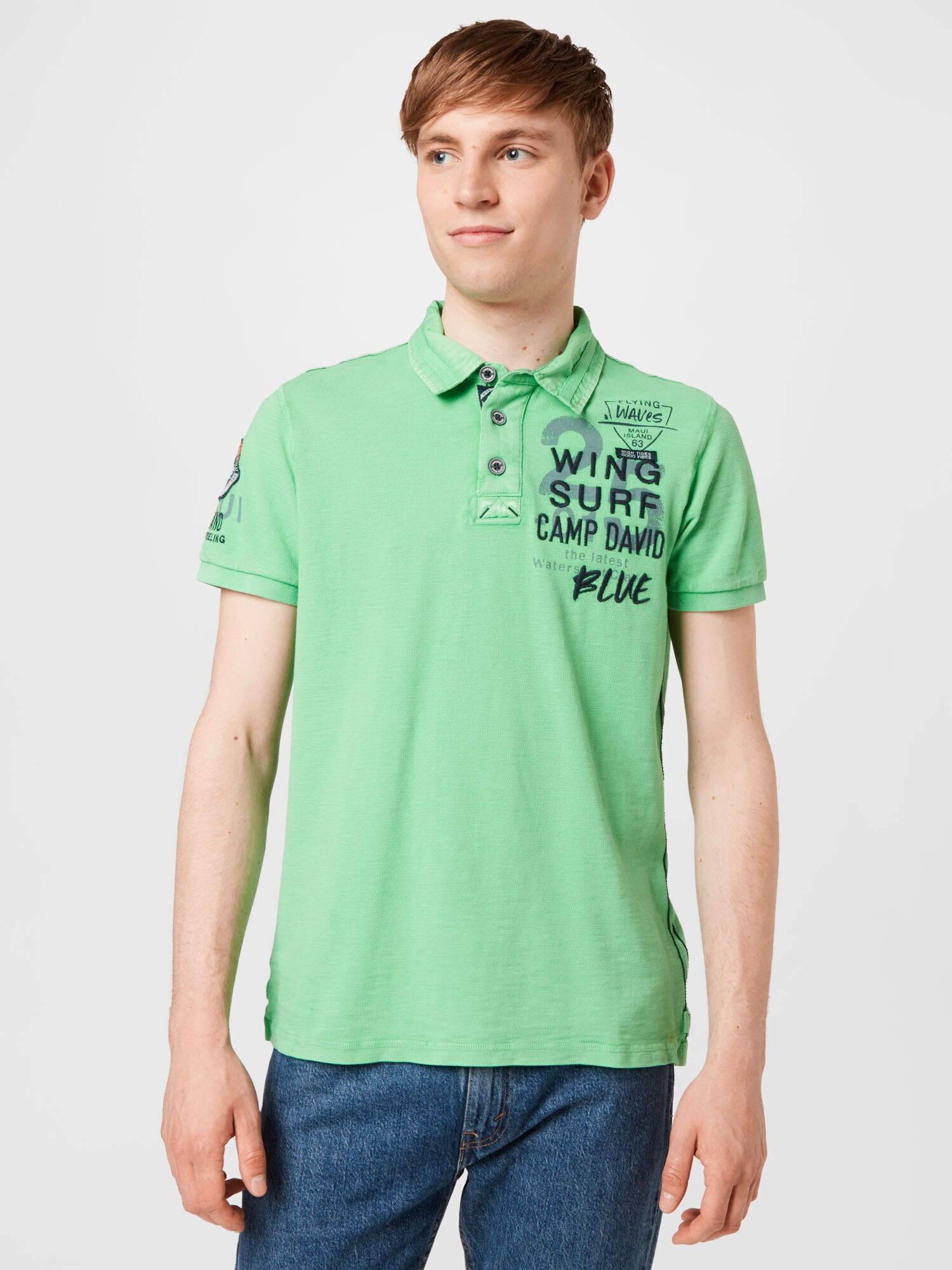 CAMP DAVID Tricou bleumarin / verde deschis - Pled.ro