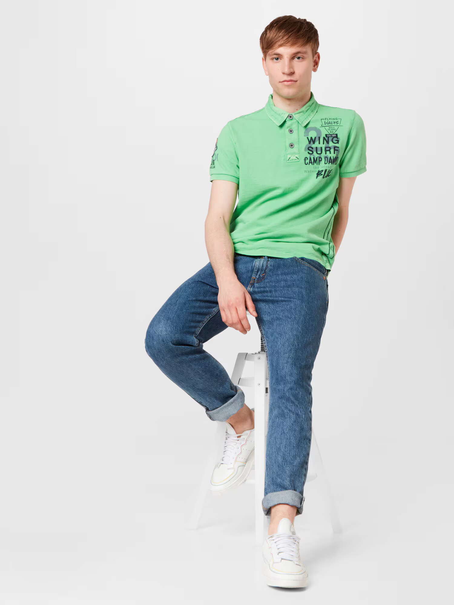 CAMP DAVID Tricou bleumarin / verde deschis - Pled.ro