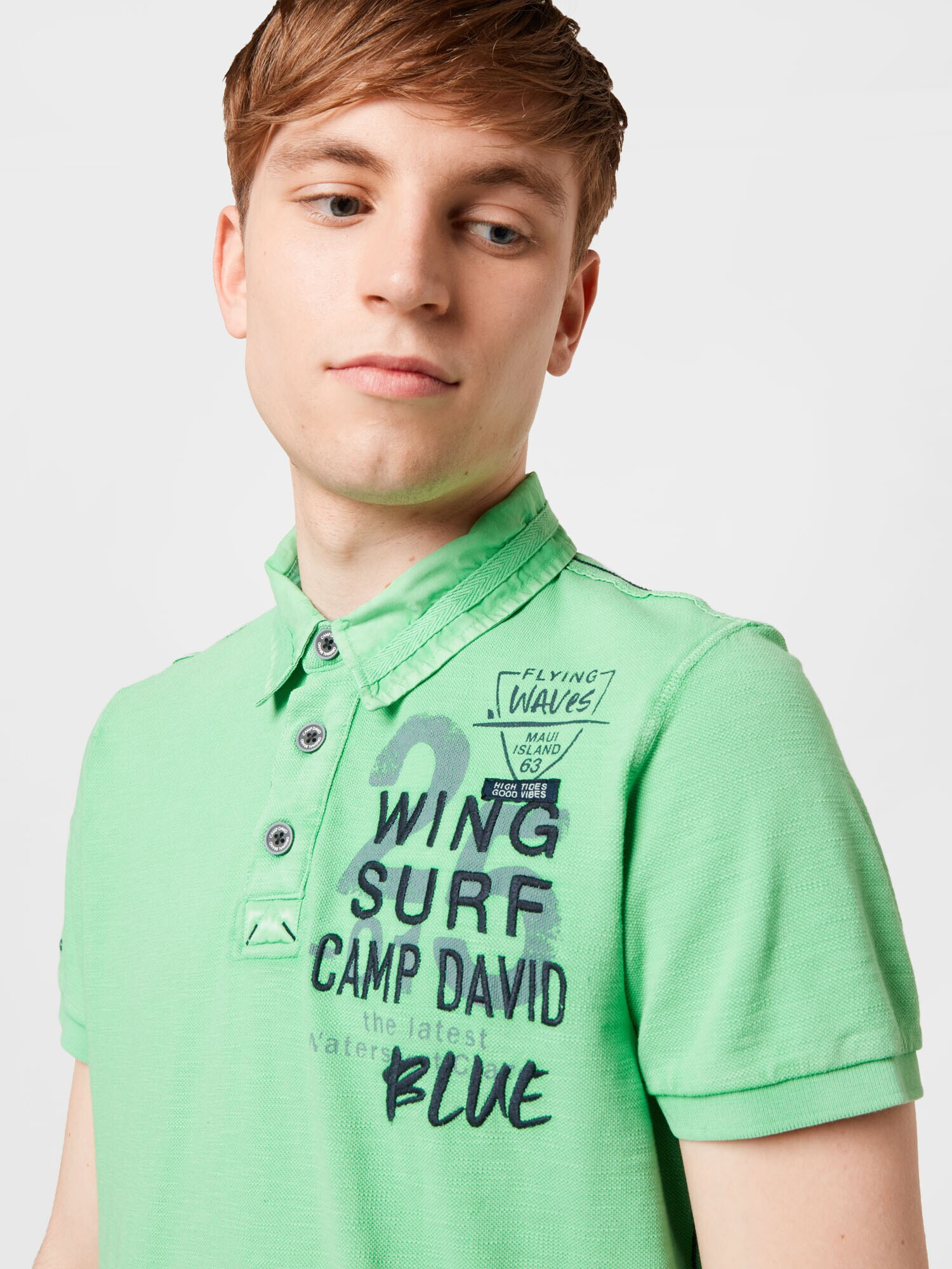 CAMP DAVID Tricou bleumarin / verde deschis - Pled.ro