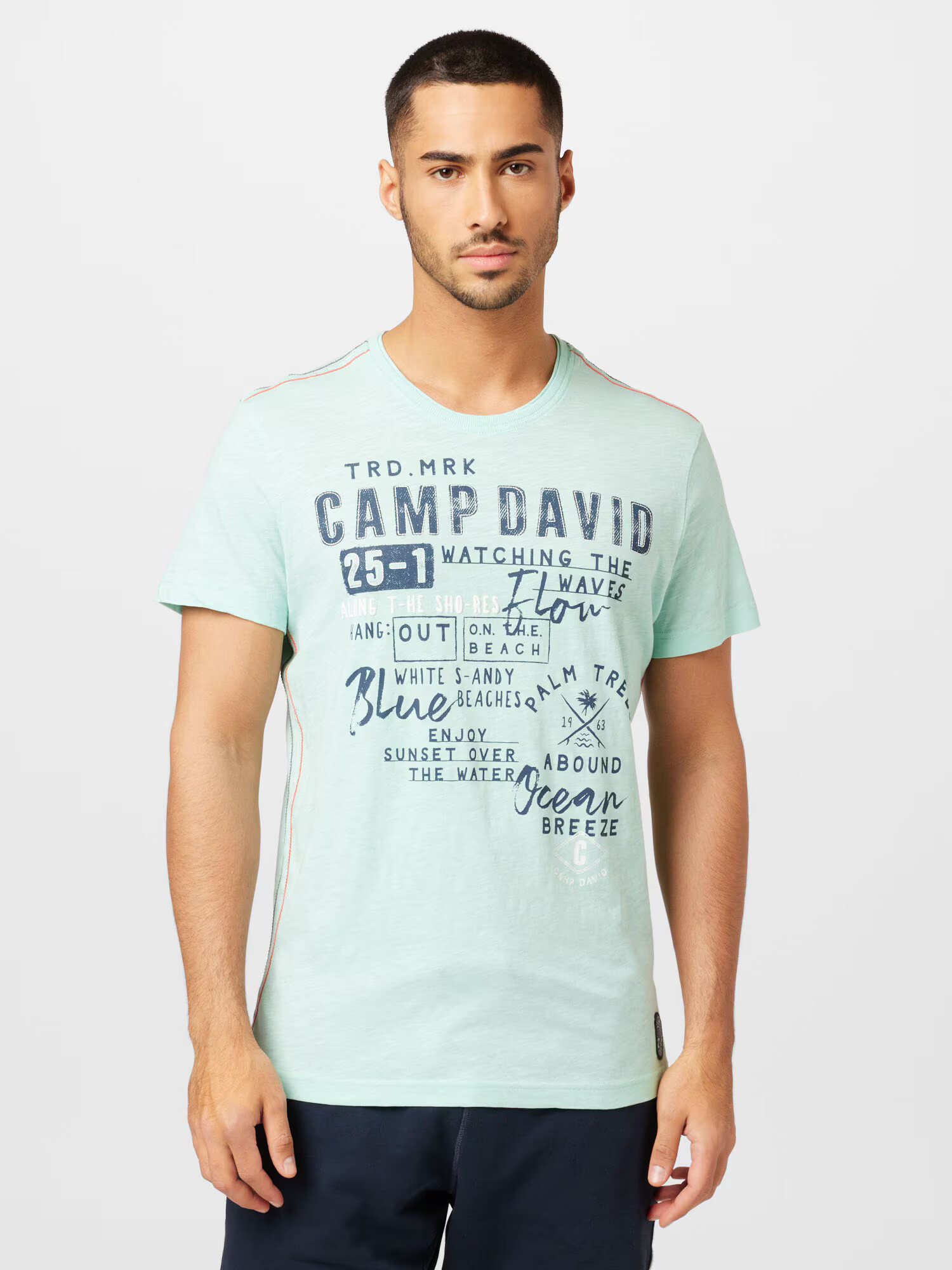 CAMP DAVID Tricou bleumarin / verde mentă / alb - Pled.ro