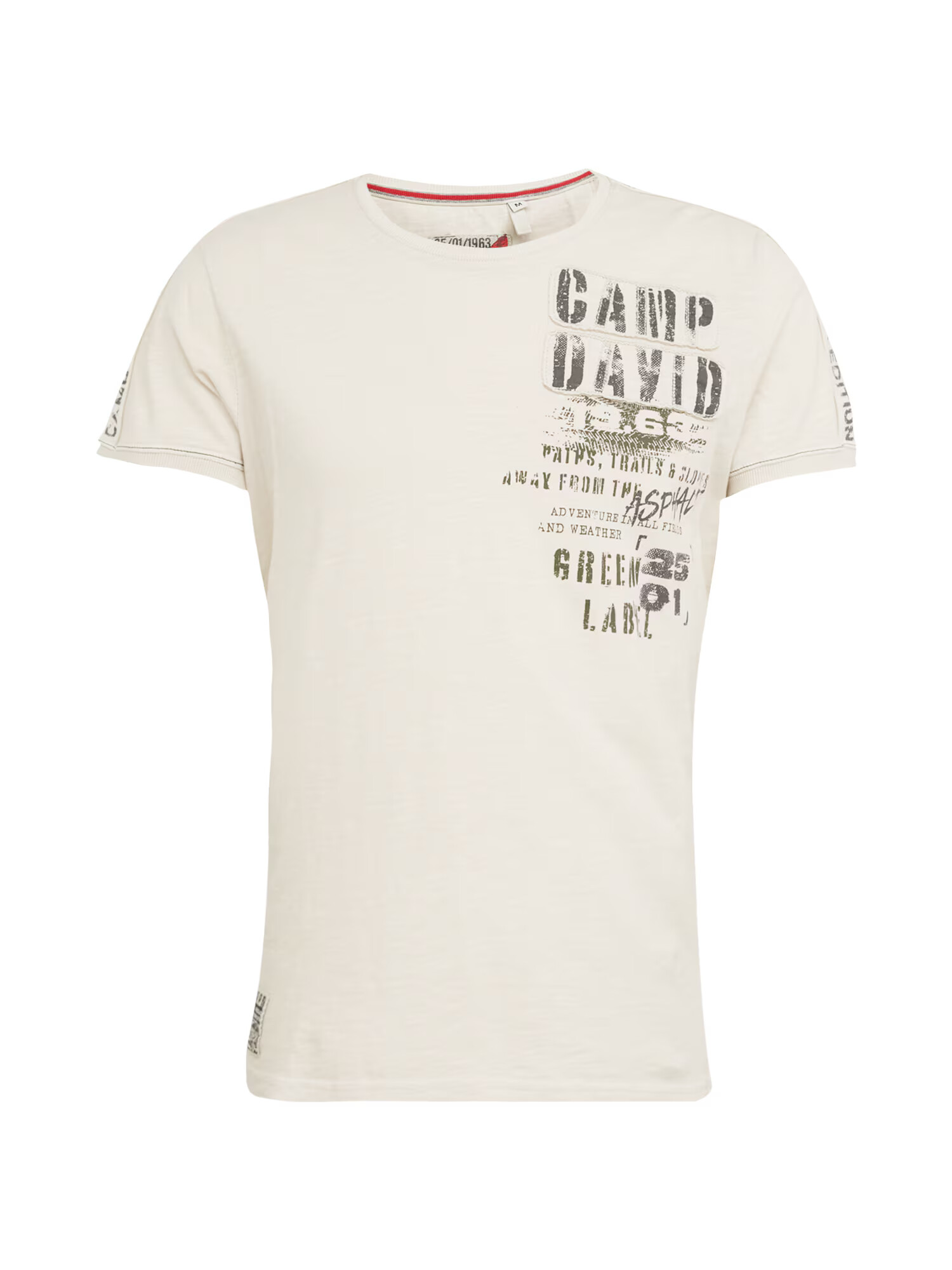 CAMP DAVID Tricou ecru / gri închis / oliv - Pled.ro