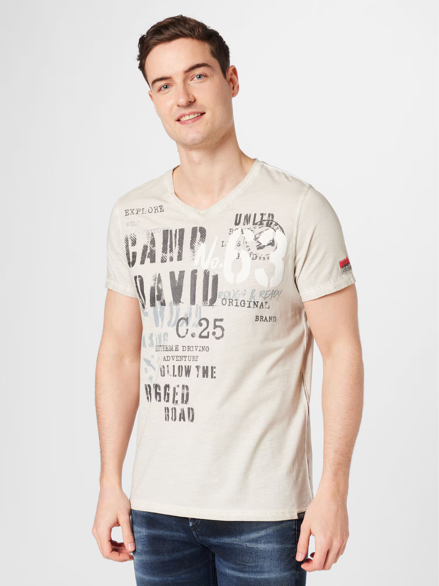 CAMP DAVID Tricou gri argintiu / negru / alb - Pled.ro