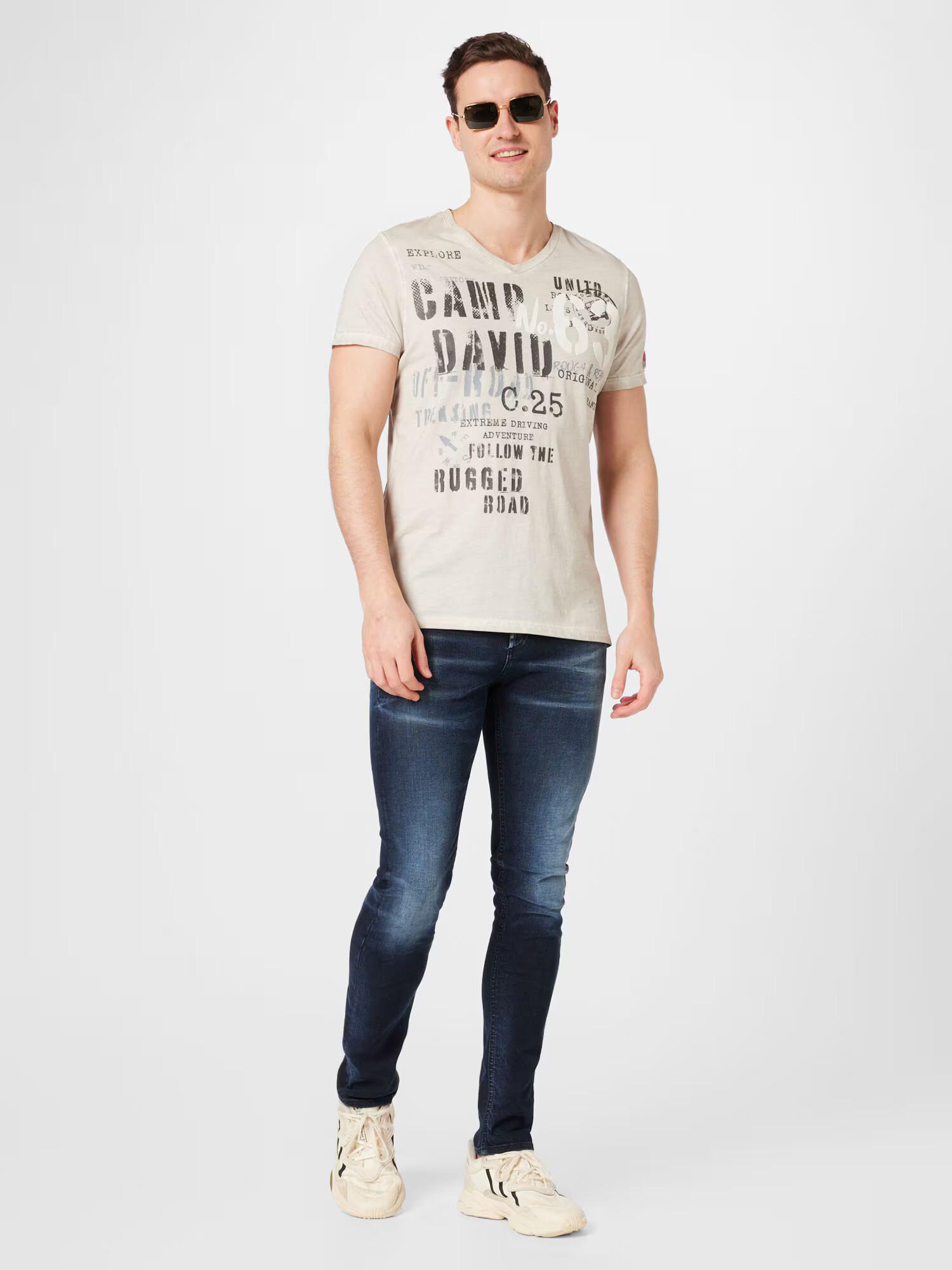 CAMP DAVID Tricou gri argintiu / negru / alb - Pled.ro