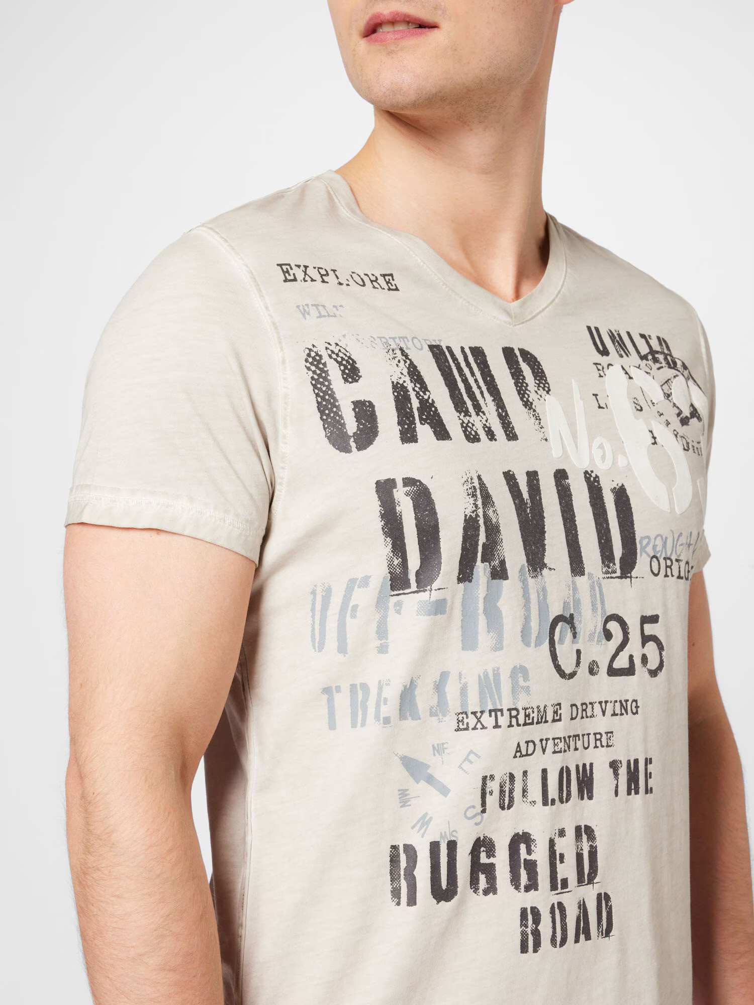 CAMP DAVID Tricou gri argintiu / negru / alb - Pled.ro