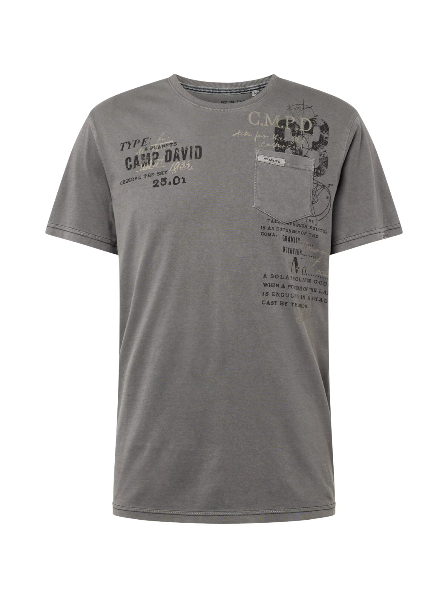 CAMP DAVID Tricou alb kitt / gri / negru - Pled.ro