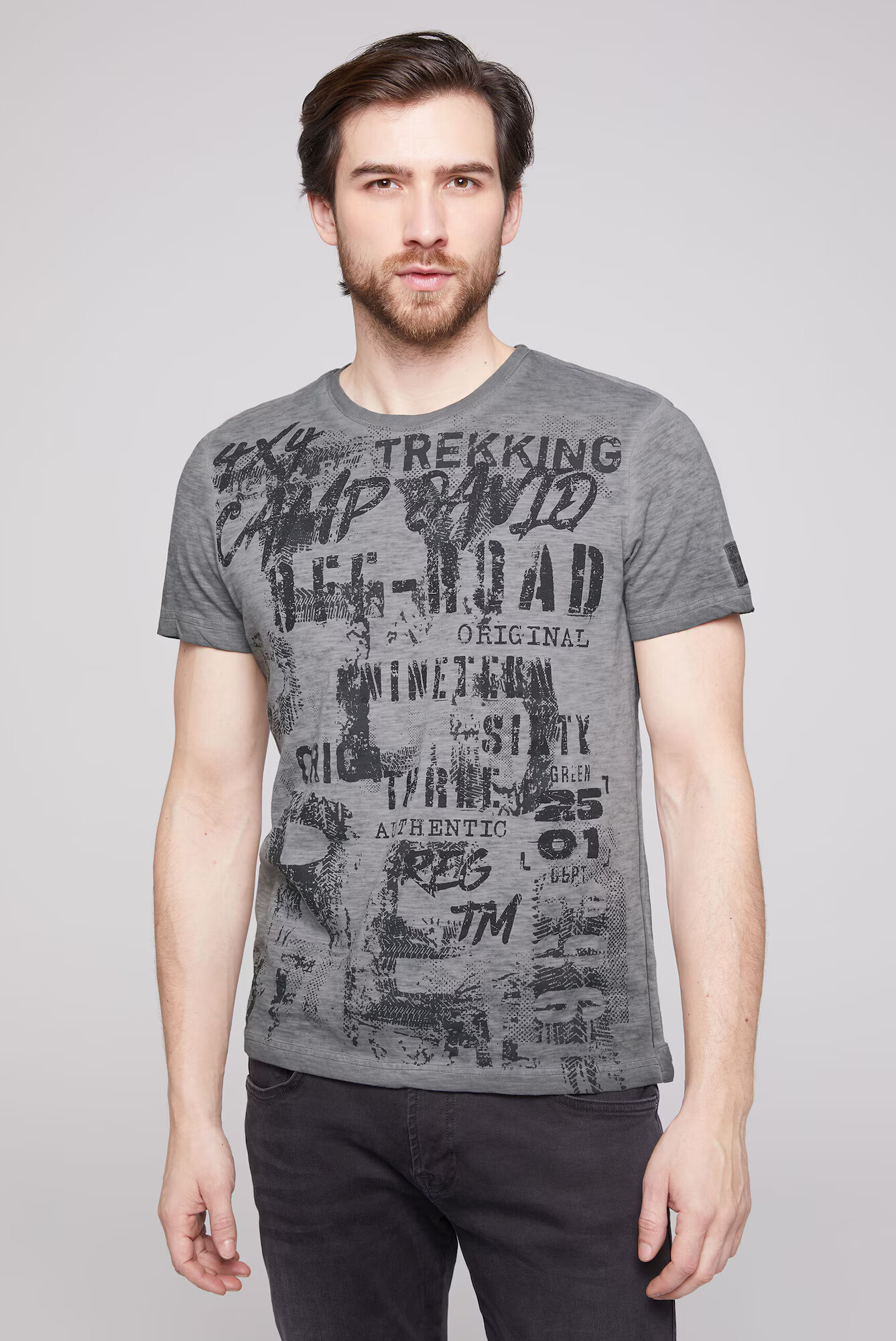 CAMP DAVID Tricou gri / kaki / negru - Pled.ro