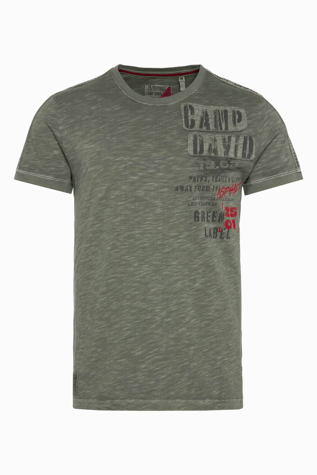 CAMP DAVID Tricou gri / kaki / roșu / negru - Pled.ro