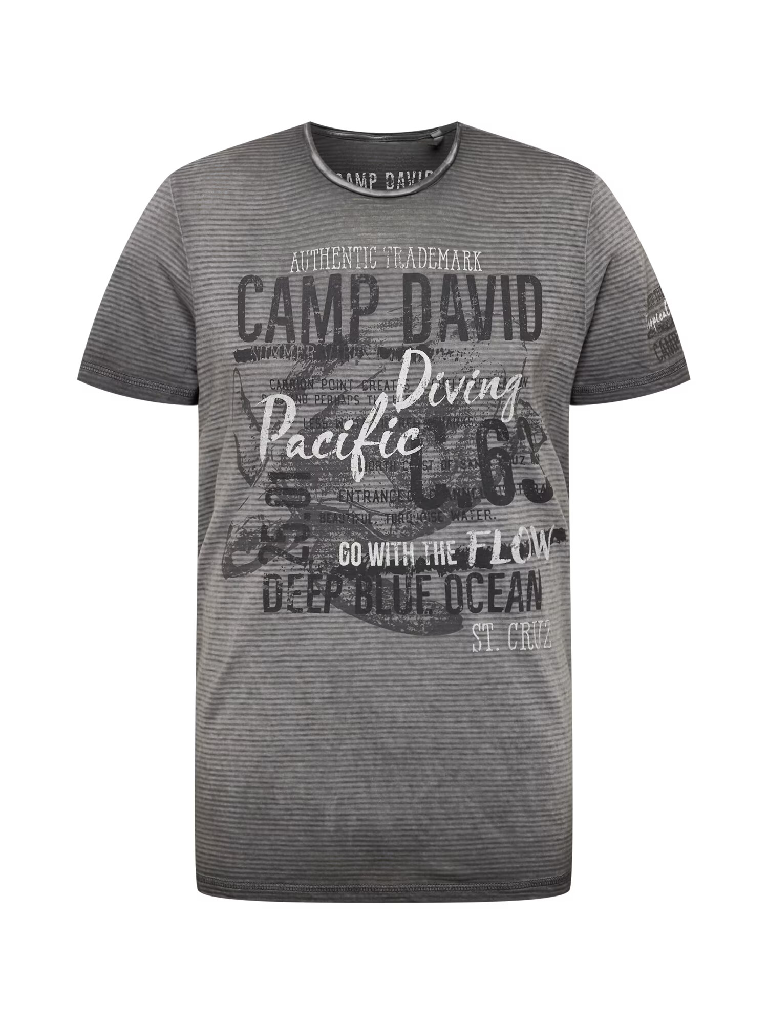 CAMP DAVID Tricou gri metalic / gri deschis / negru - Pled.ro