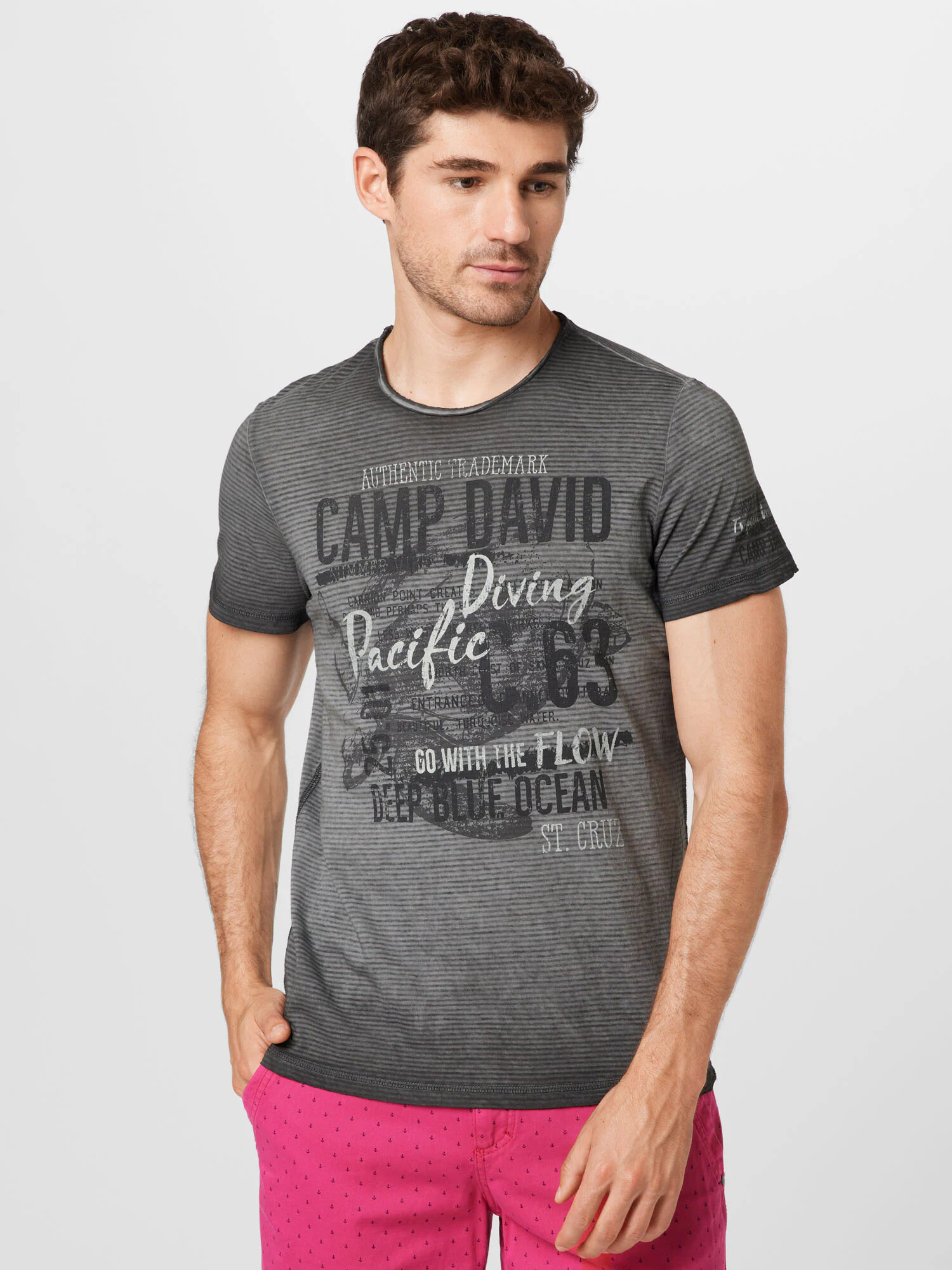 CAMP DAVID Tricou gri metalic / gri deschis / negru - Pled.ro