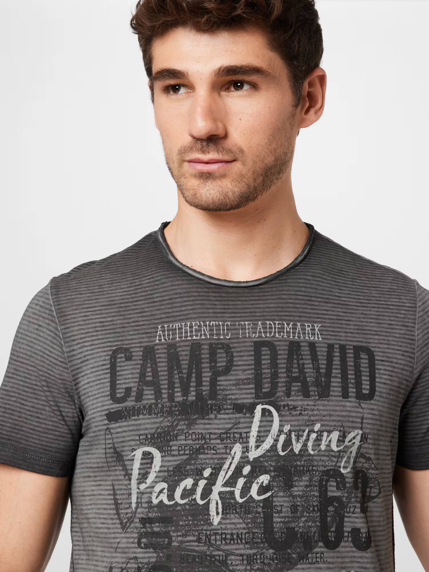 CAMP DAVID Tricou gri metalic / gri deschis / negru - Pled.ro