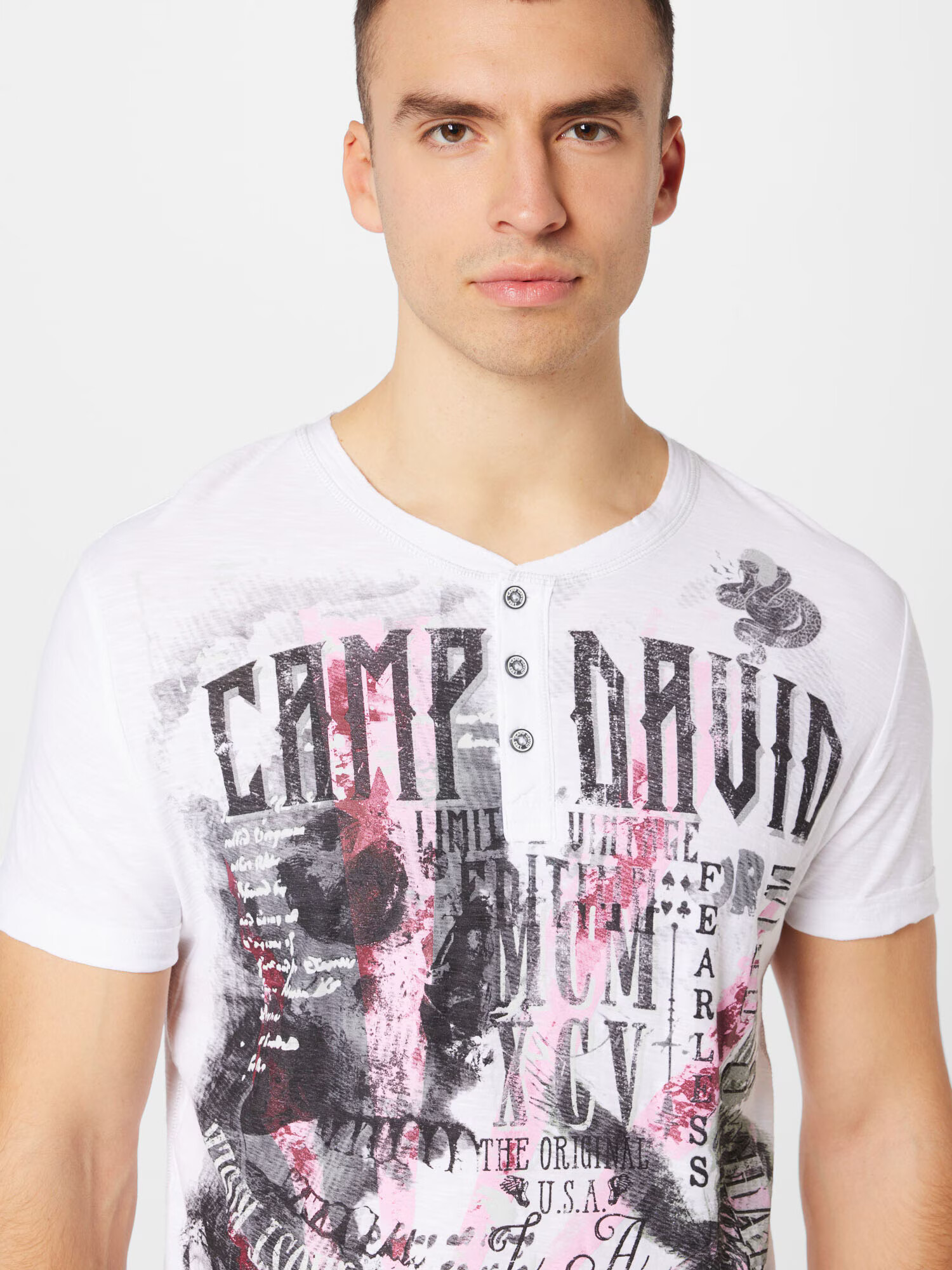 CAMP DAVID Tricou gri / mov zmeură / negru / alb - Pled.ro