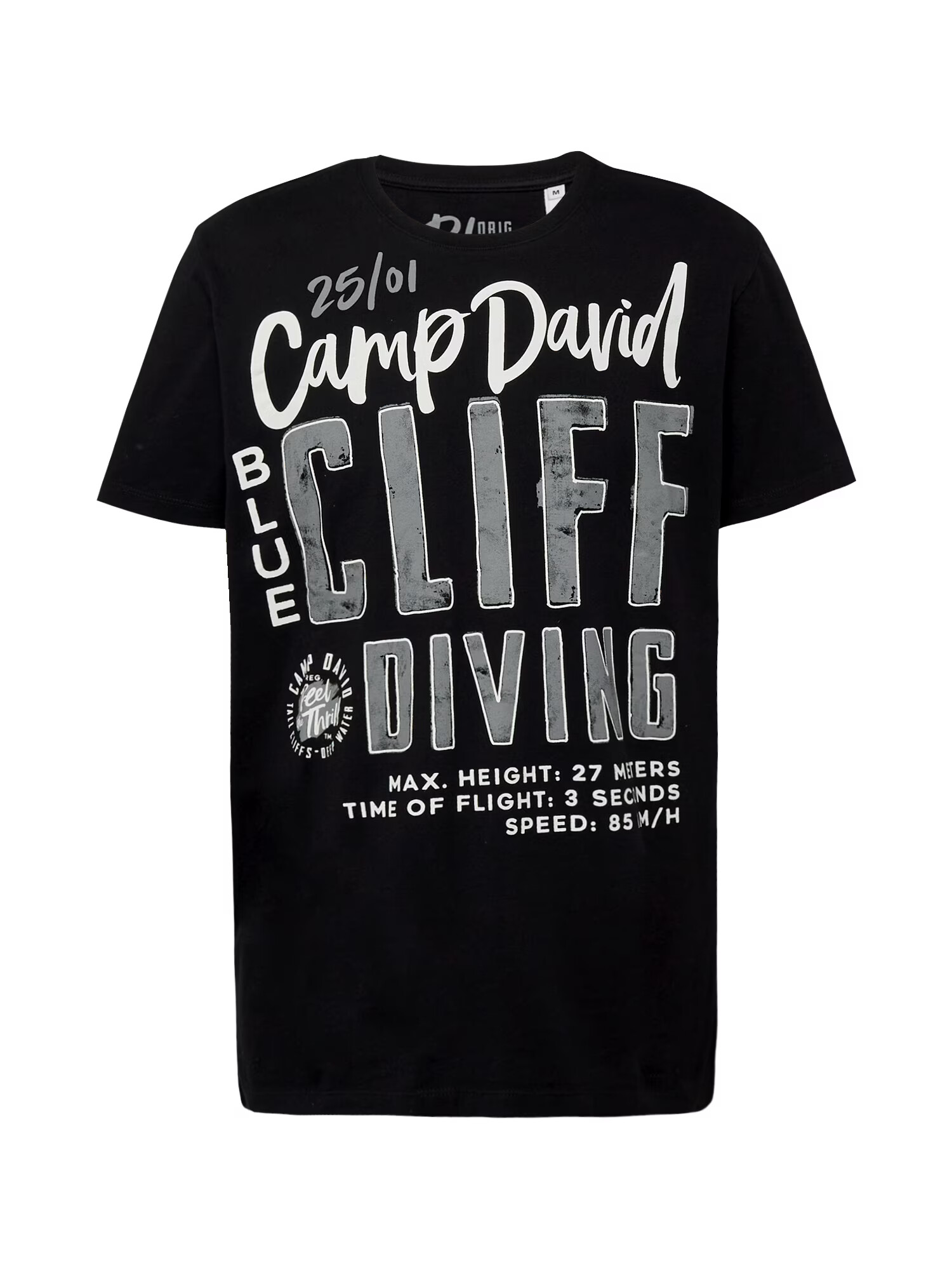 CAMP DAVID Tricou gri / negru / alb murdar - Pled.ro