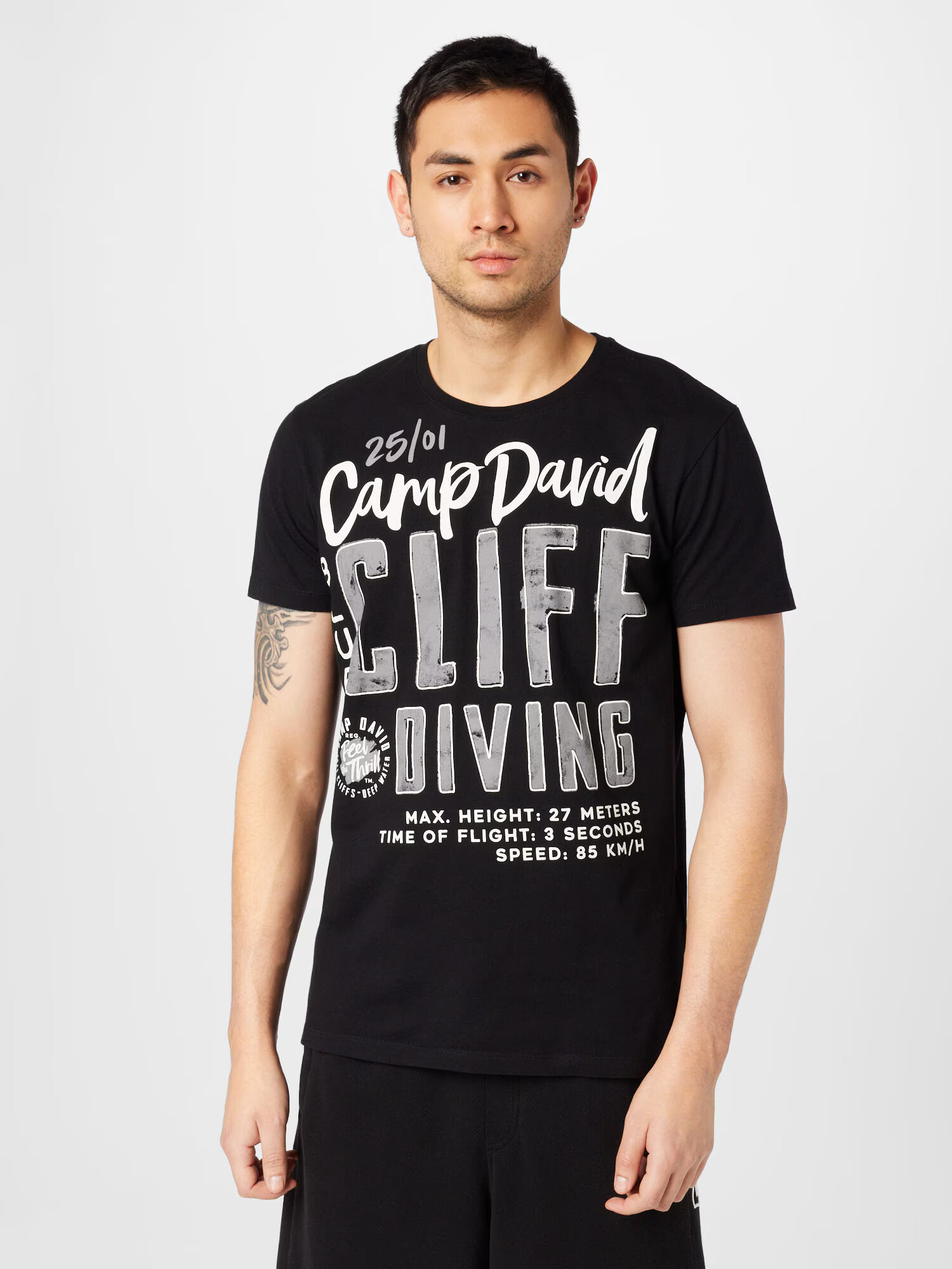 CAMP DAVID Tricou gri / negru / alb murdar - Pled.ro