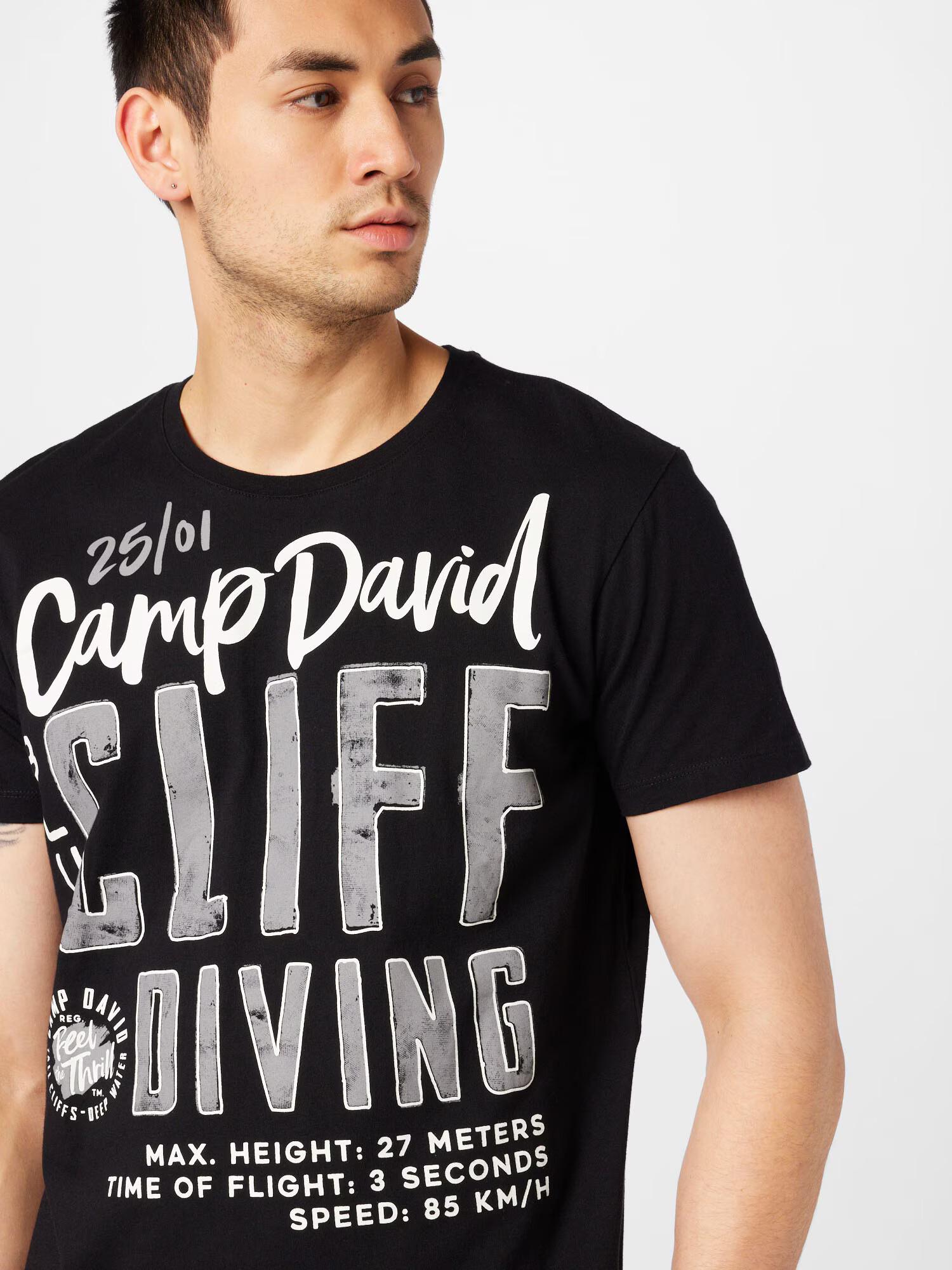 CAMP DAVID Tricou gri / negru / alb murdar - Pled.ro