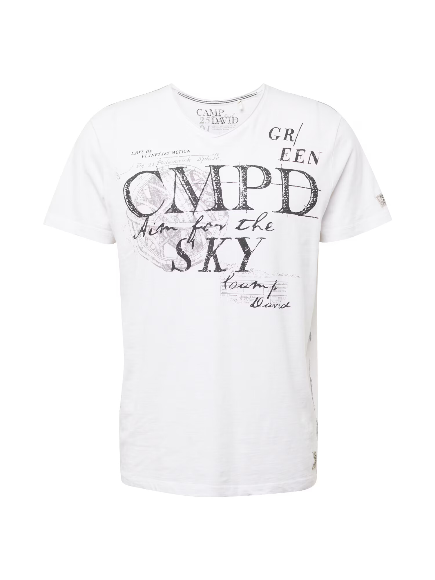 CAMP DAVID Tricou gri piatră / negru / alb - Pled.ro