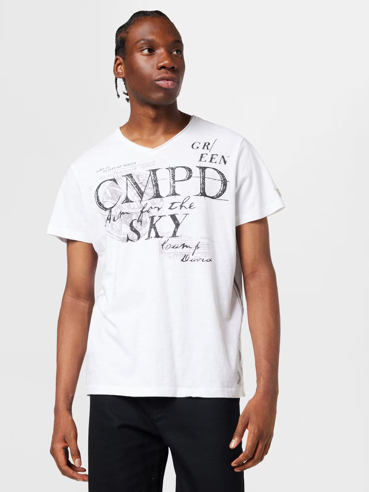 CAMP DAVID Tricou gri piatră / negru / alb - Pled.ro