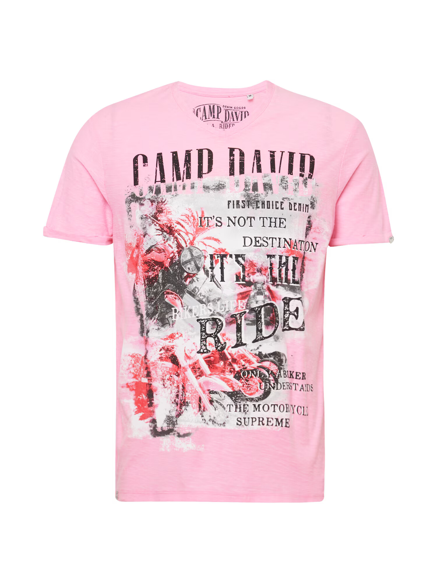 CAMP DAVID Tricou gri deschis / roz deschis / roșu pastel / negru - Pled.ro