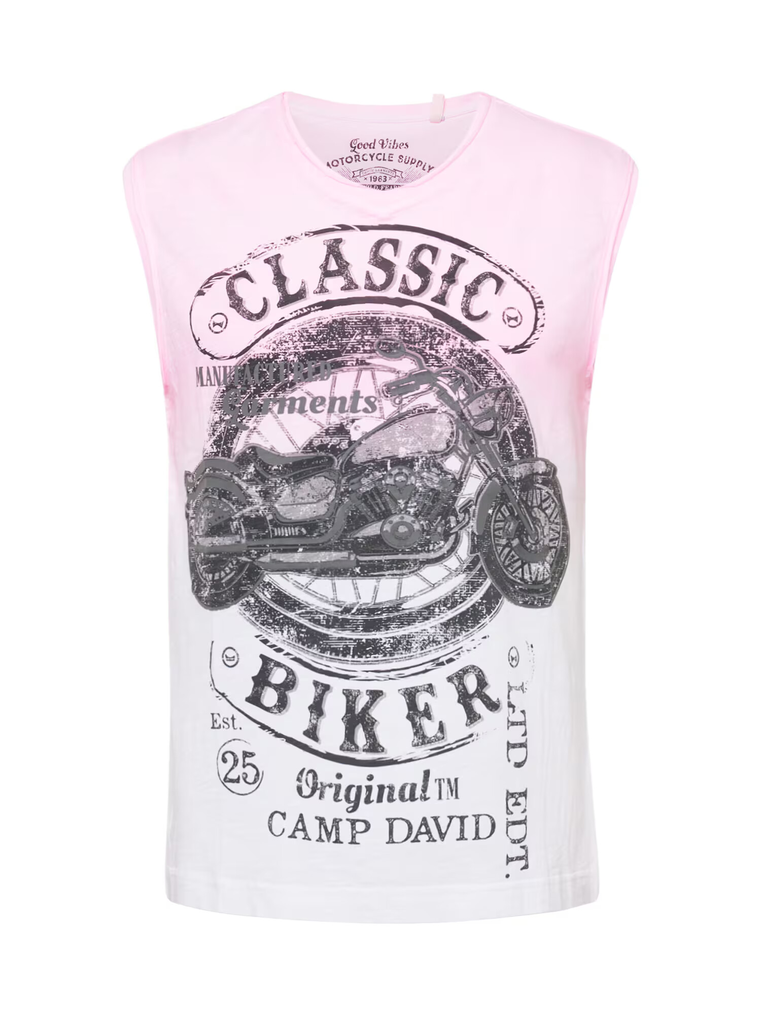 CAMP DAVID Tricou gri / roz neon / negru / alb - Pled.ro