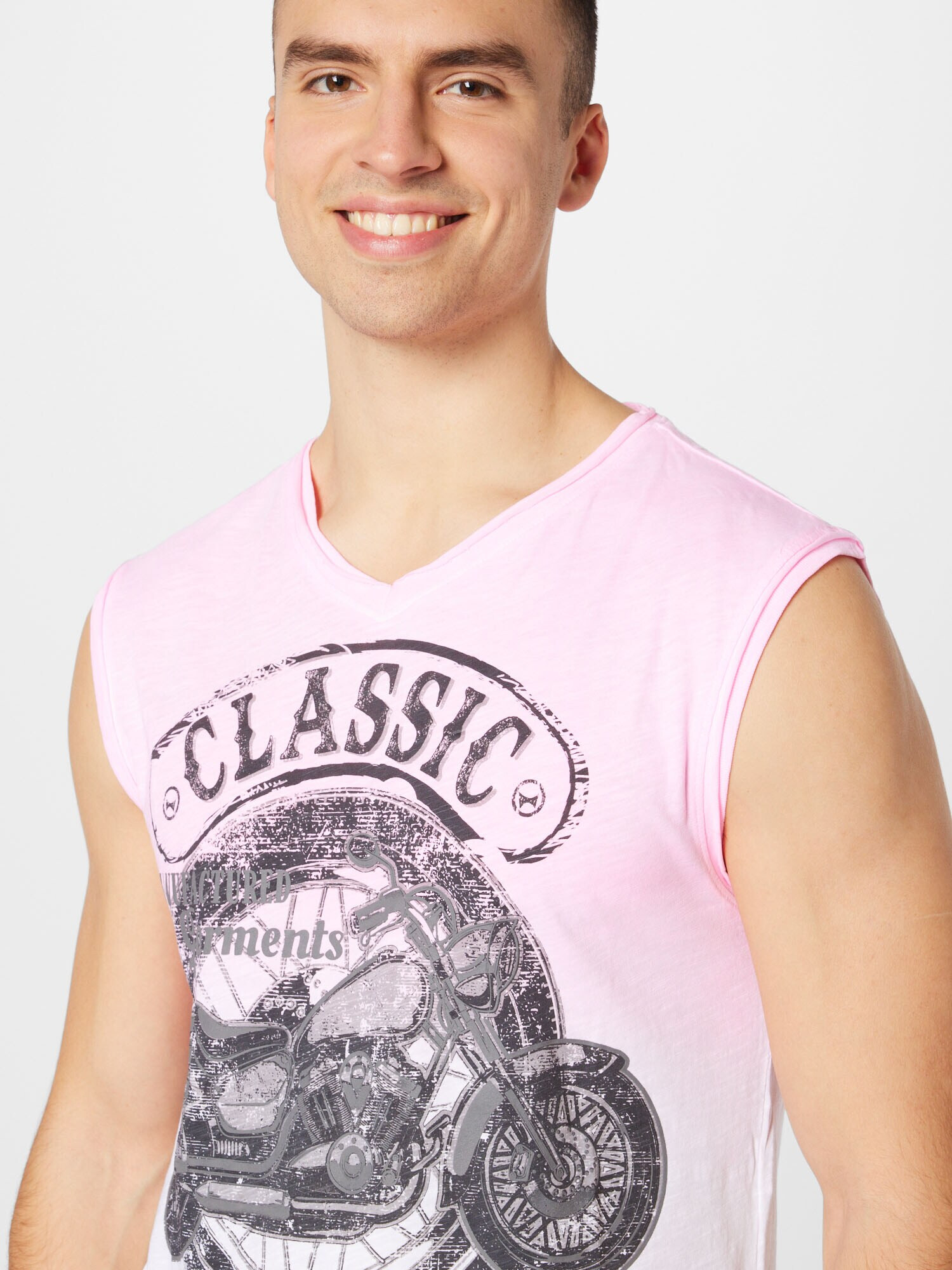 CAMP DAVID Tricou gri / roz neon / negru / alb - Pled.ro