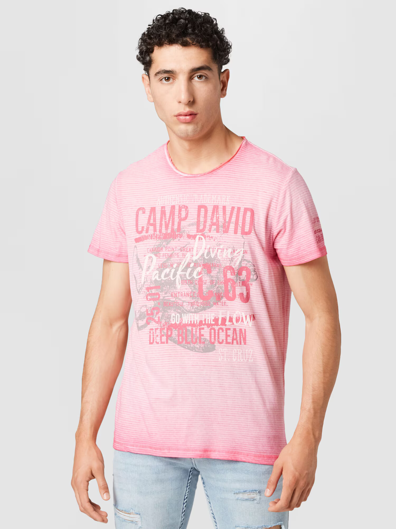 CAMP DAVID Tricou gri / roz / roz deschis / alb murdar - Pled.ro